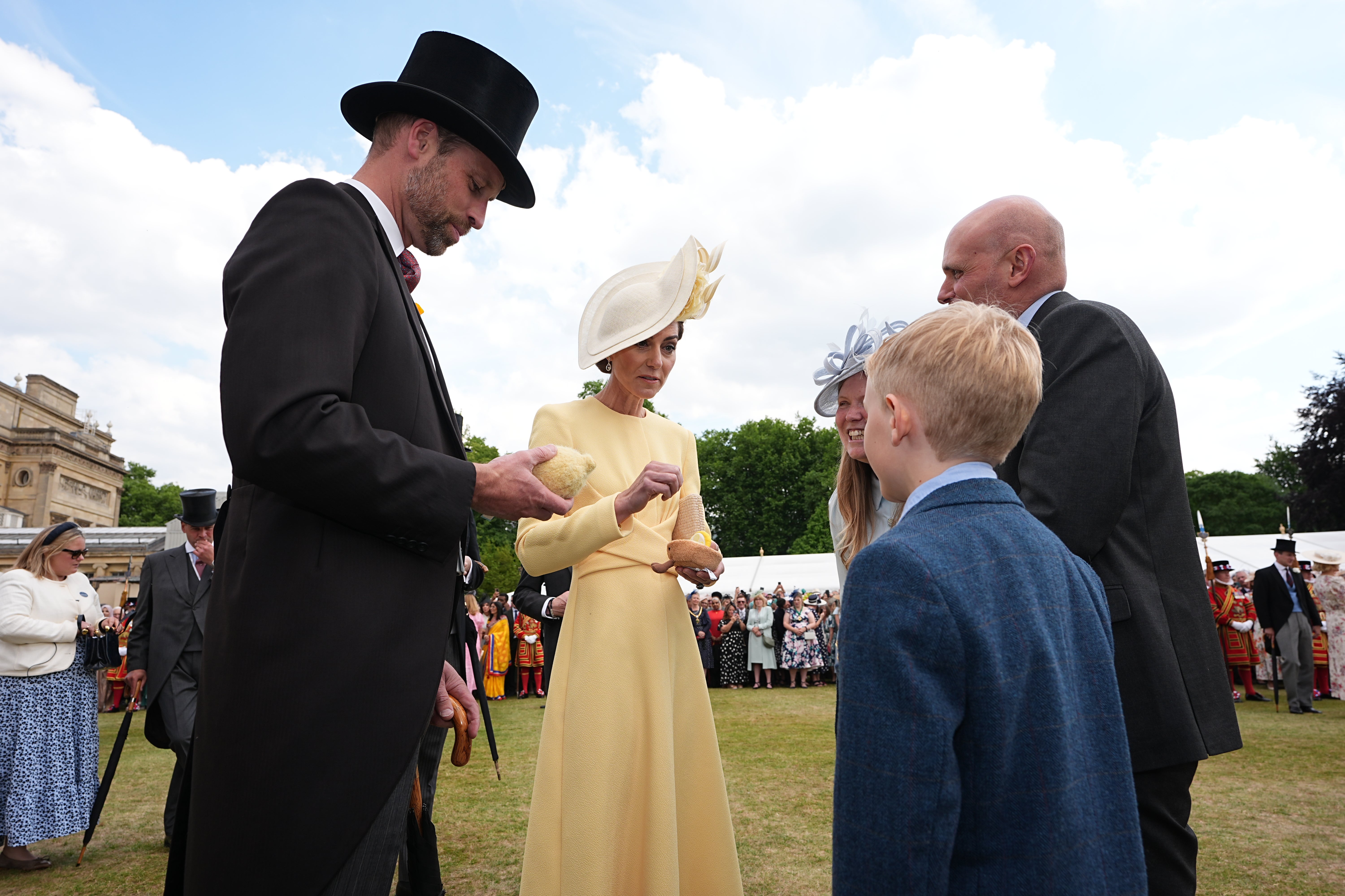 The Prince and Princess of Wales receive Jellycat soft toys and meet the family of Liz Hatton, who was a cancer campaigner who died aged 17
