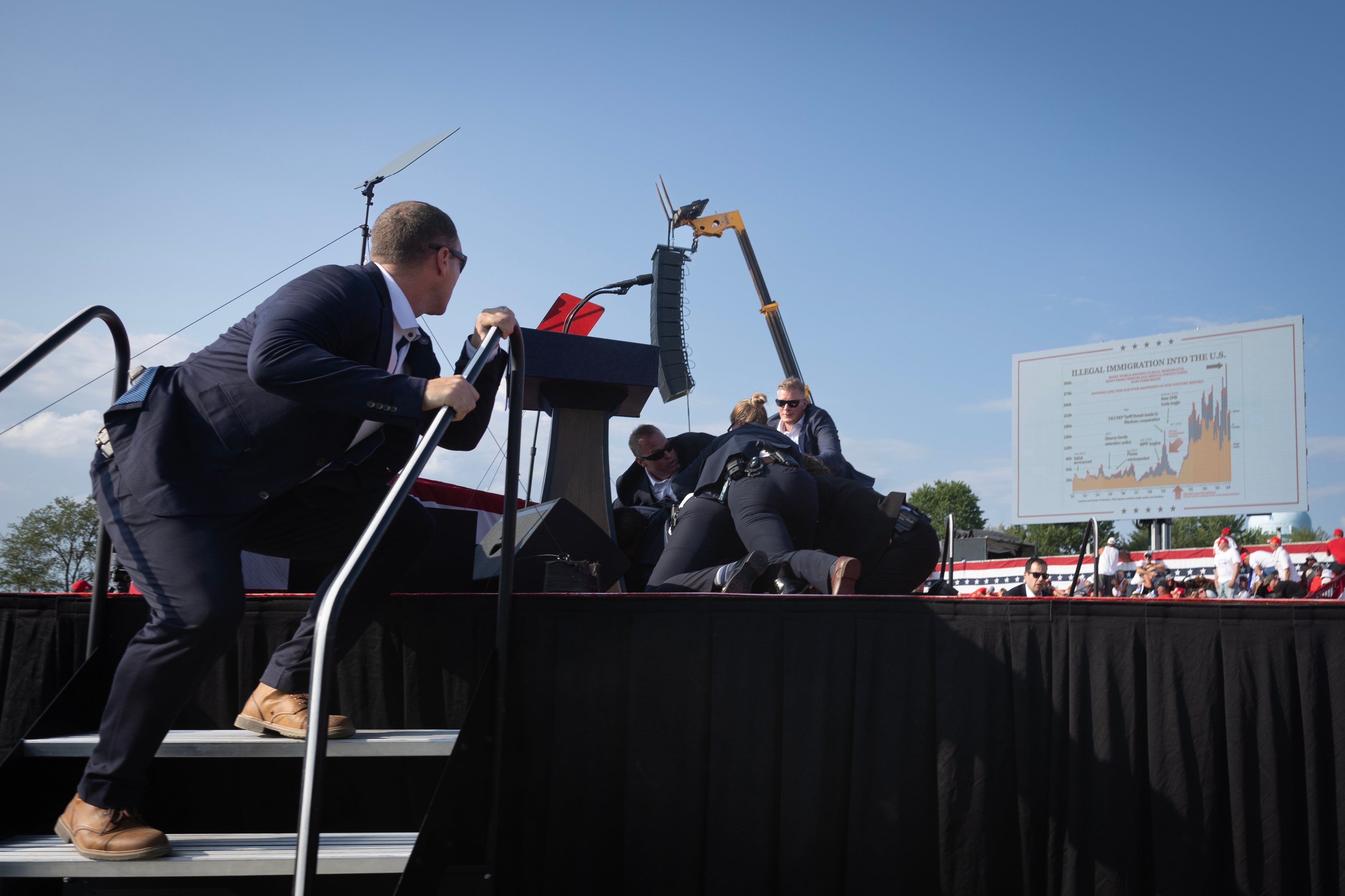 Secret Service bundled Trump to the ground after shots were fired. ‘It was bleeding like a bitch,’ the president told the book’s authors in an interview. ‘There was blood everywhere,’ aides recalled