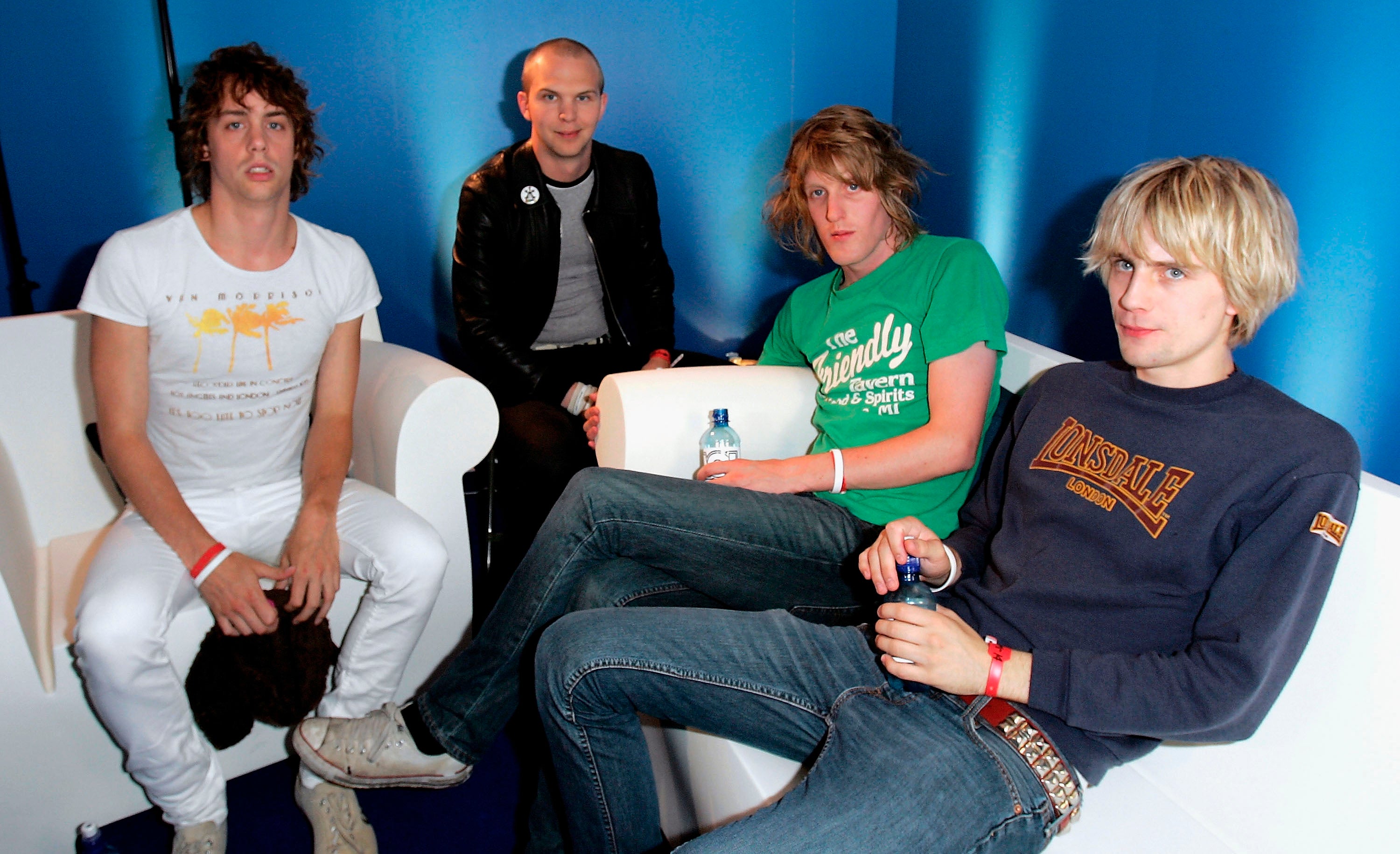 Johnny Borrell, Bjorn Agren, Andy Burrows and Carl Dalemo of Razorlight backstage at Live 8