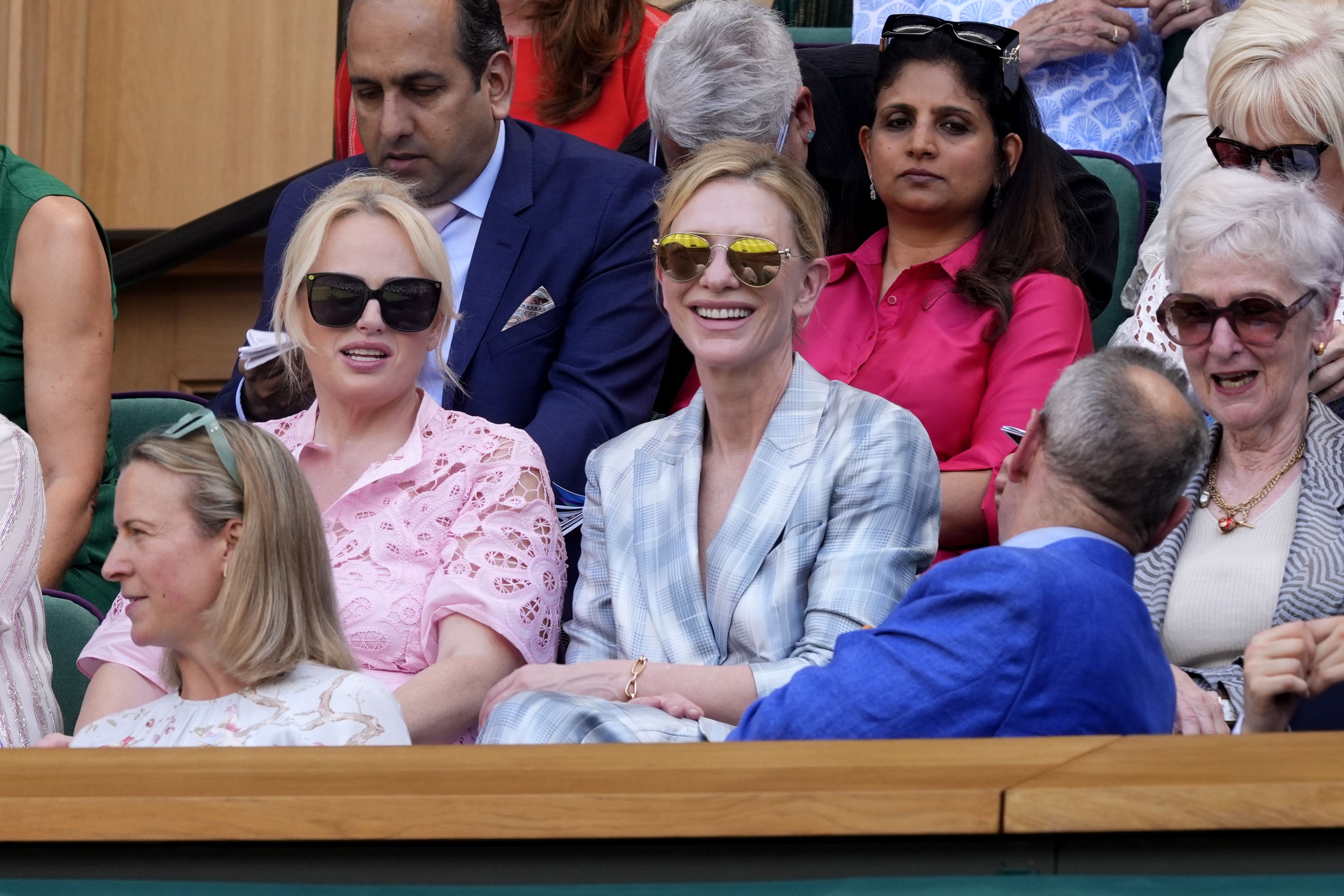 Rebel Wilson and Cate Blanchett in the Royal Box on day two of the 2025 Wimbledon Championships at the All England Lawn Tennis and Croquet Club, London (Jordan Pettitt/PA)