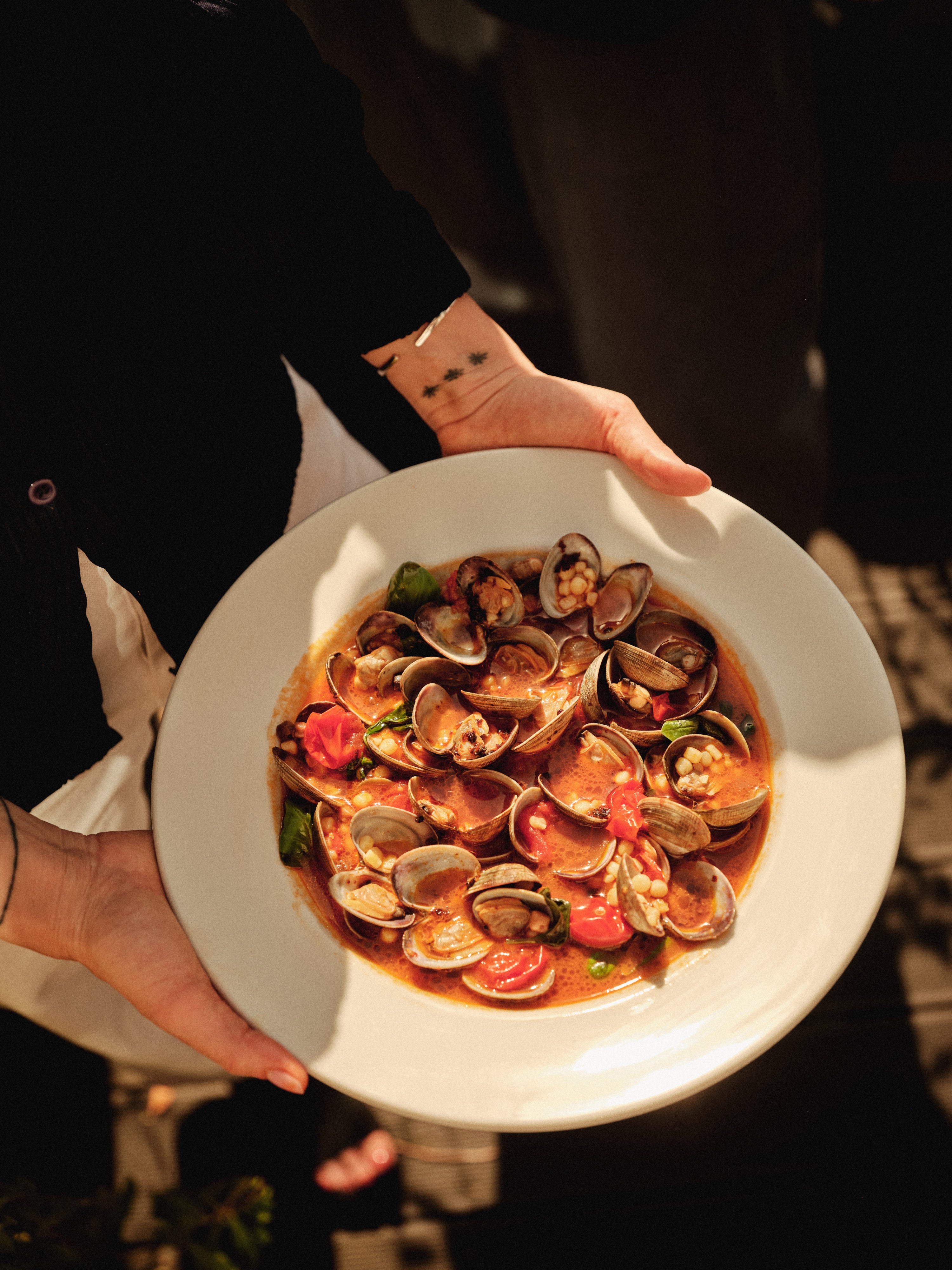 A taste of Sardinia’s coast – the salt, the heat, the music in the air – brought together in one briny, punchy bowl of clams and toasted fregola