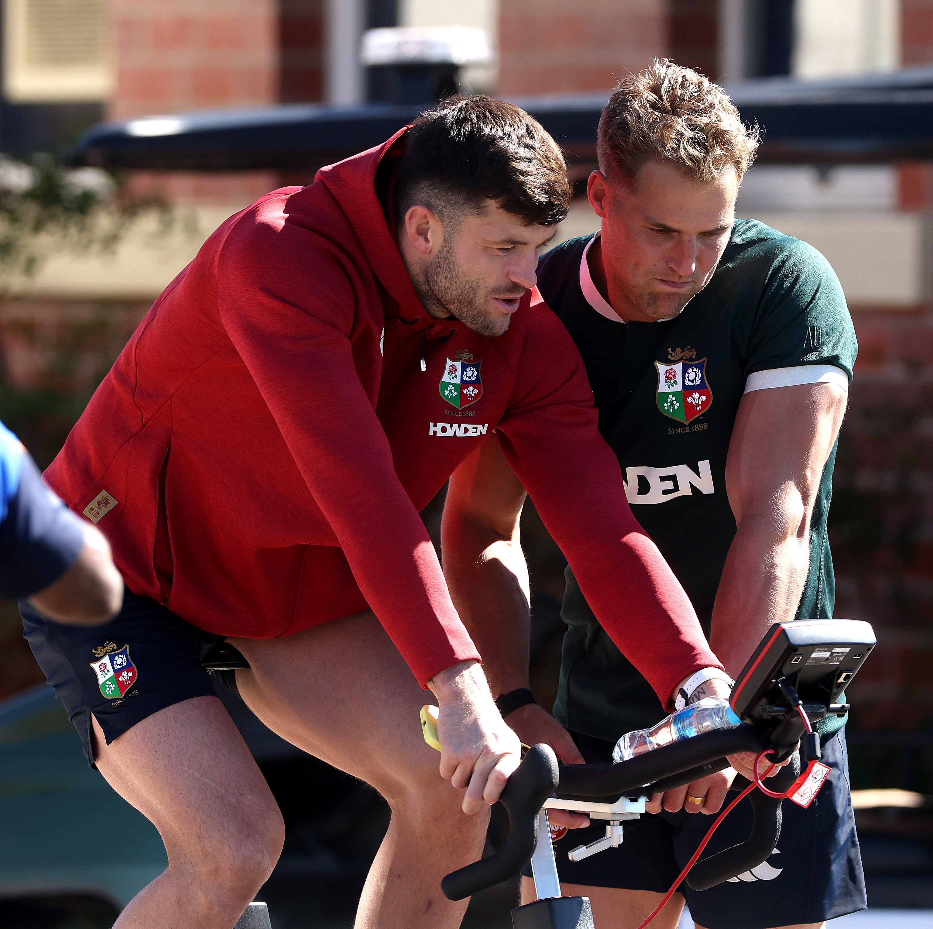 Blair Kinghorn (left) has now arrived in Australia to link up with his Lions team-mates