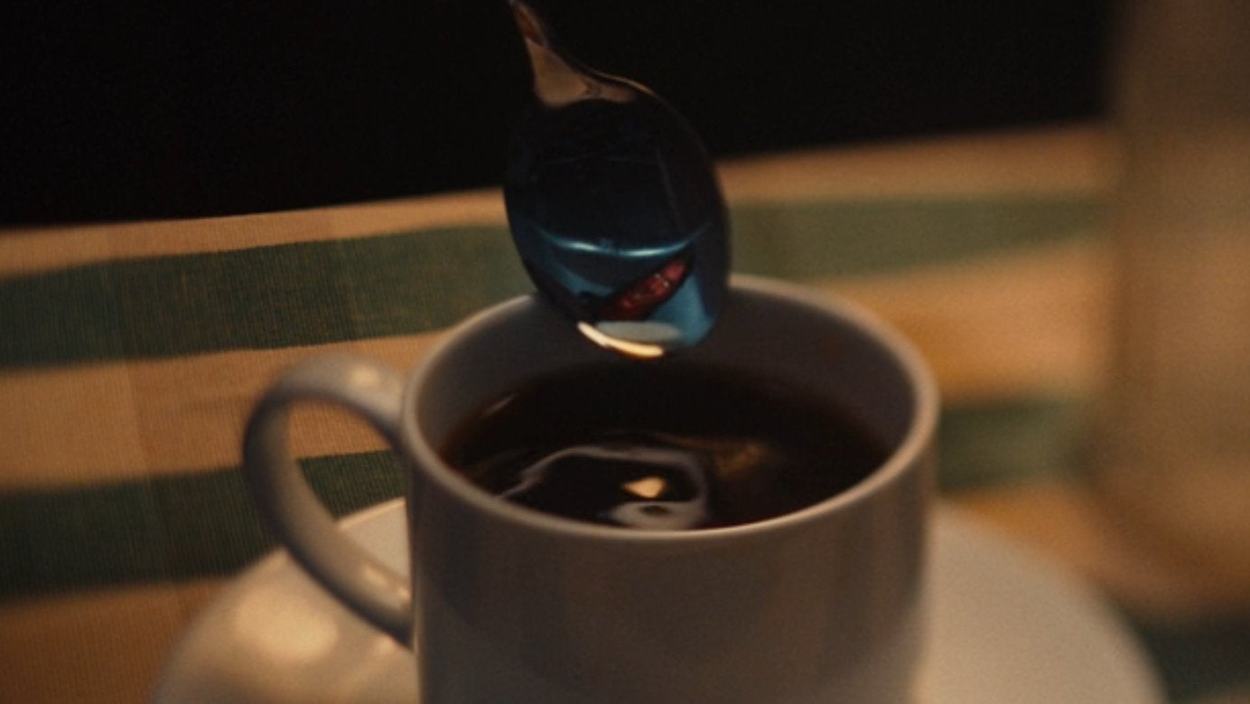A reflection of Mephisto in his devil form in a spoon from 'Ironheart' episode six