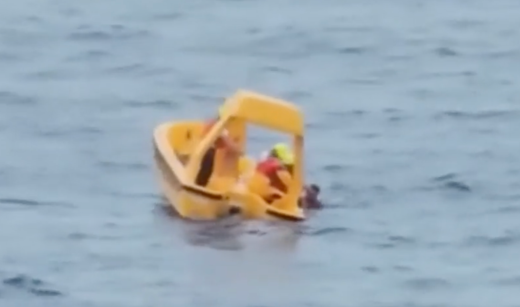 Disney rescue crew pulled the father and his daughter aboard, who had been in the water for up to 20 minutes