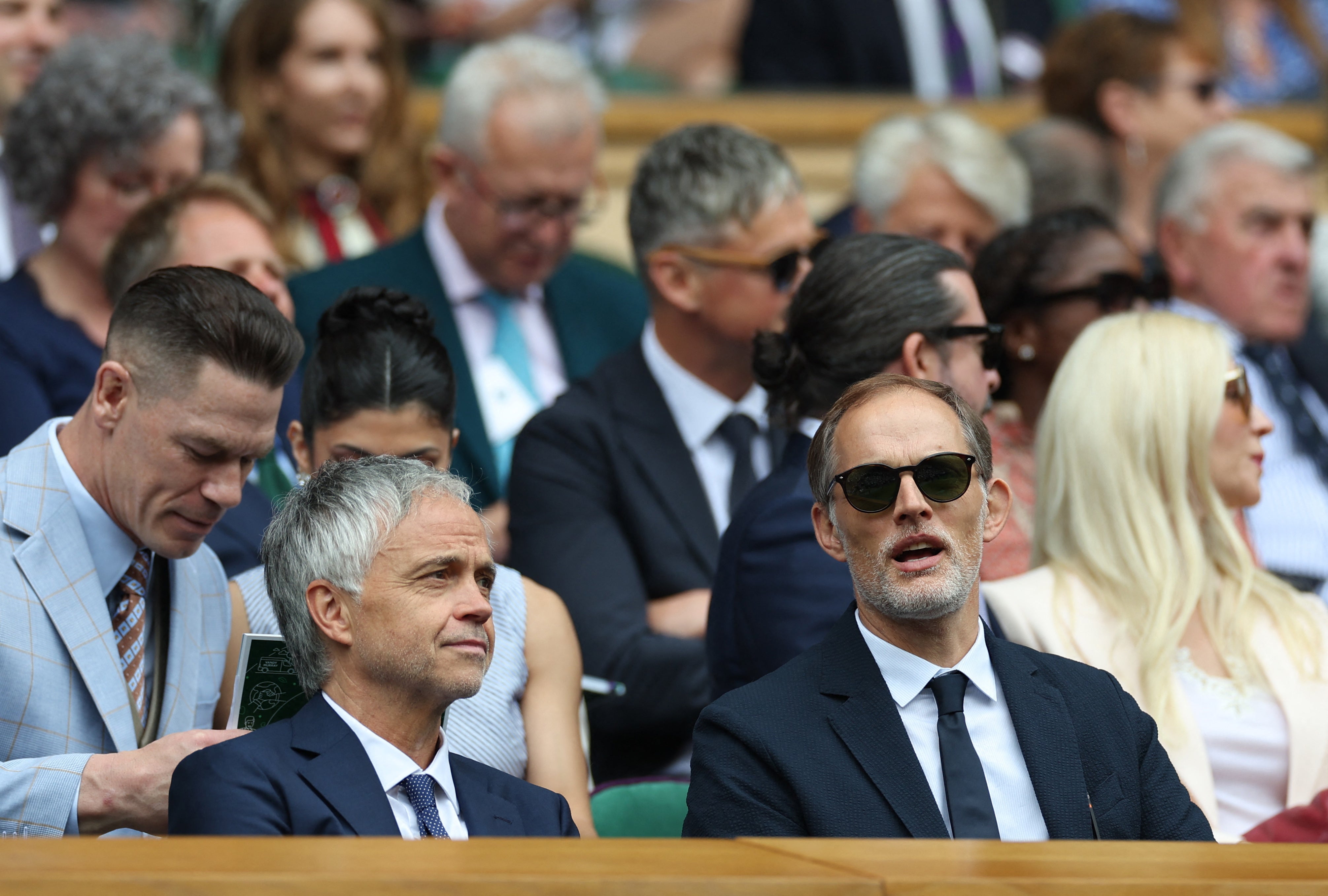 England manager Thomas Tuchel watches on from the Royal Box at Wimbledon