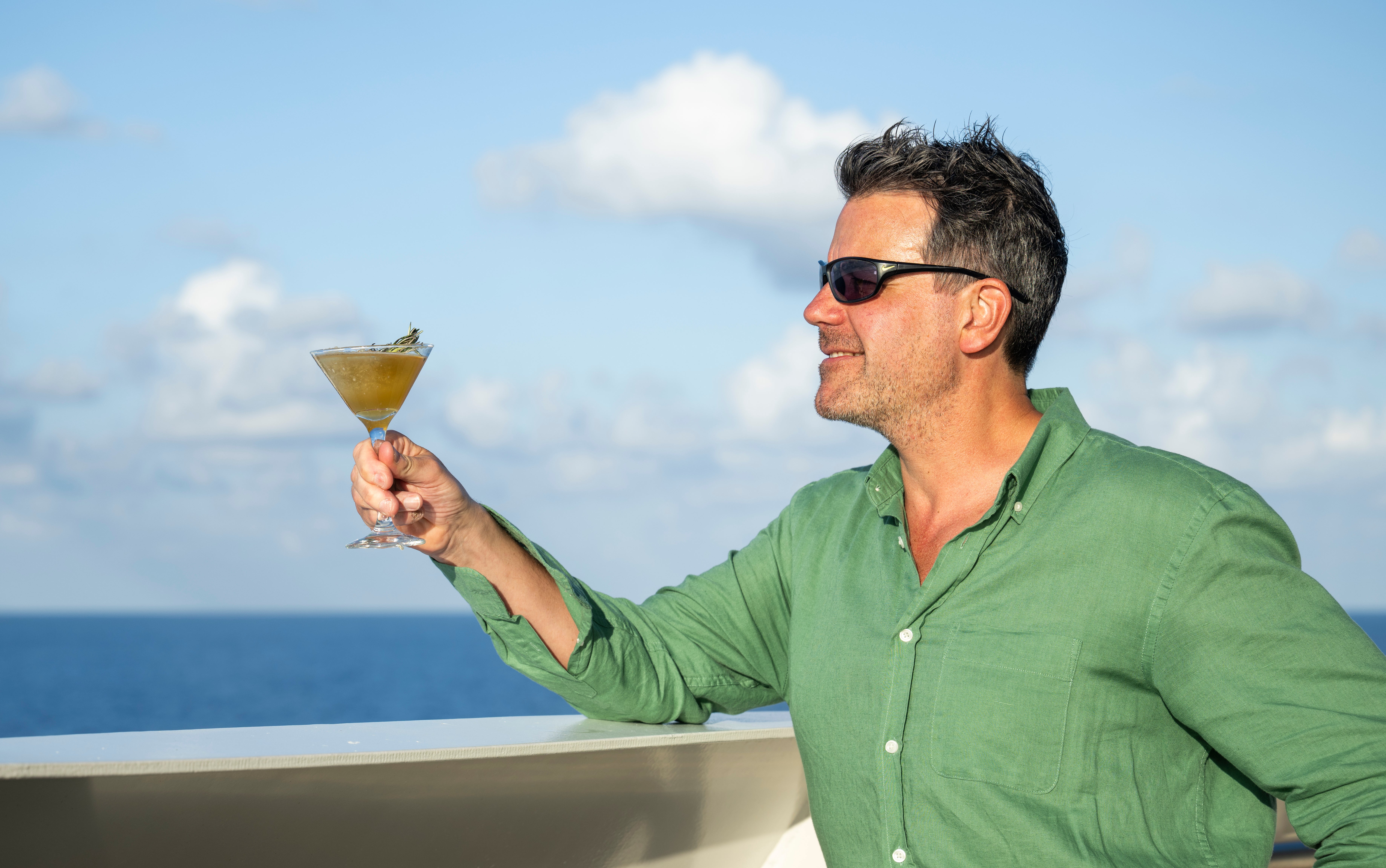 Dominic raises a glass to cruising