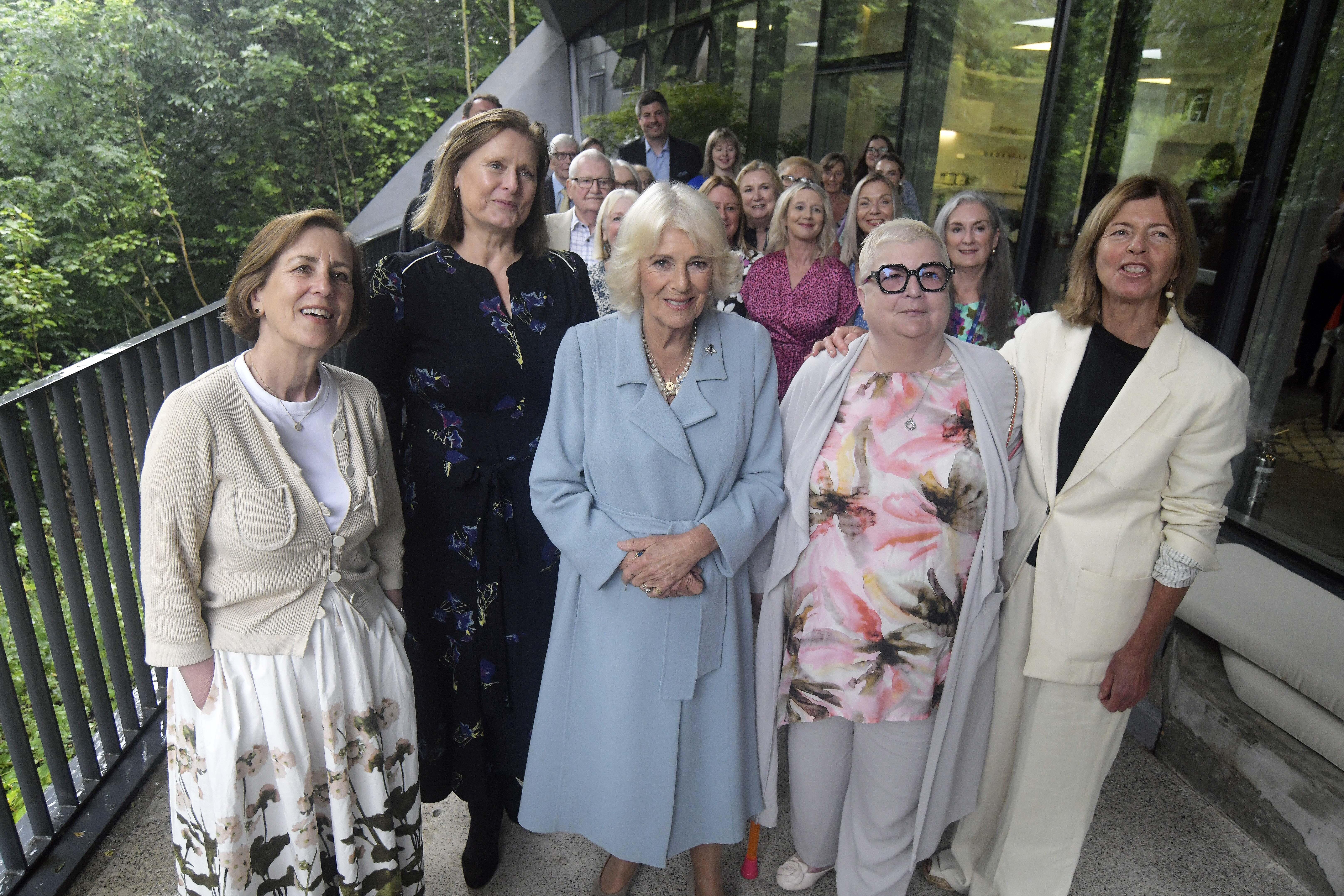 The Queen (centre) president of Maggie’s, with Kirsty Wark (left), Sarah Brown and Dame Laura Lee (right) during a visit to Maggie’s, Fife (Mike Boyd/PA)