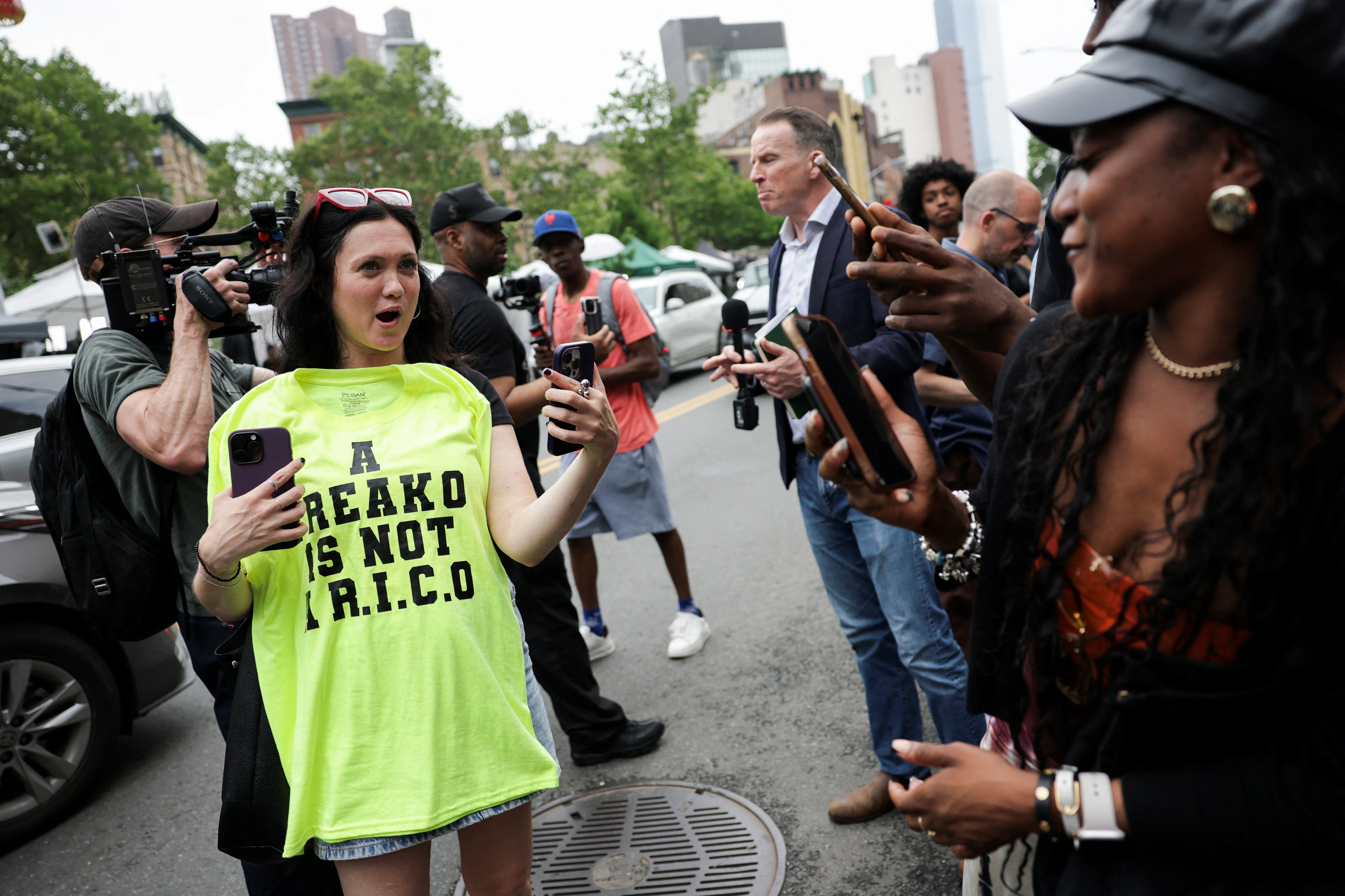 A Combs supporter outside the court after the verdict
