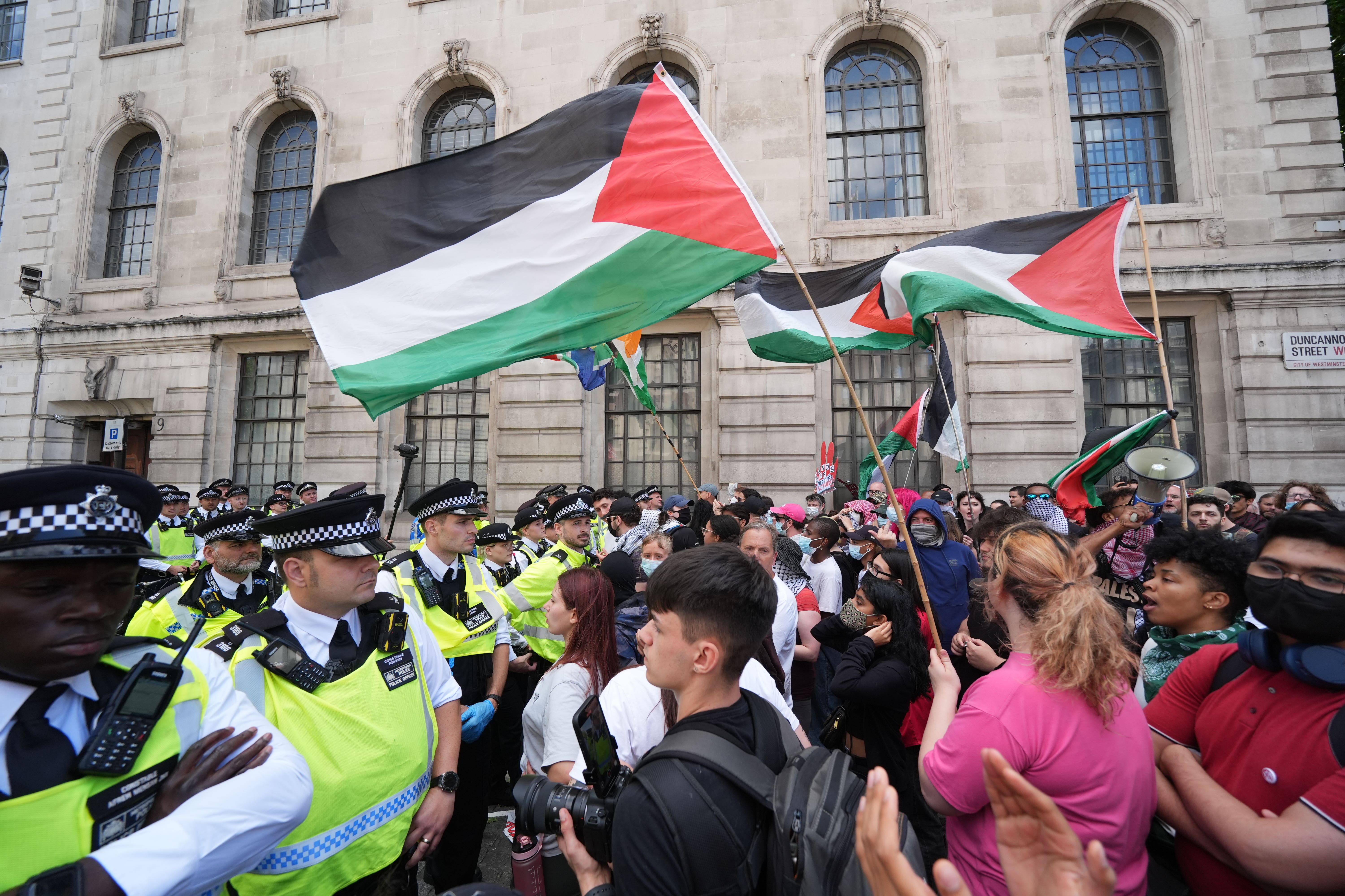 A Palestine Action protest in central London on June 23. (Lucy North/PA)
