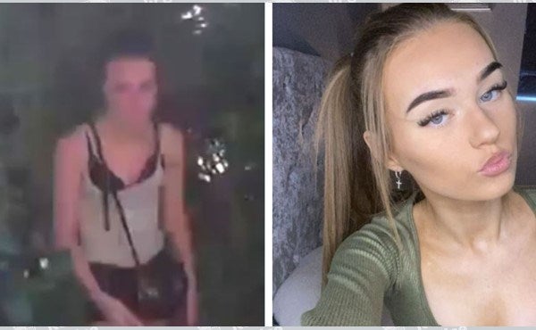 New CCTV footage on the left shows Lola Bignell, 16, after seemingly dyeing her hair black