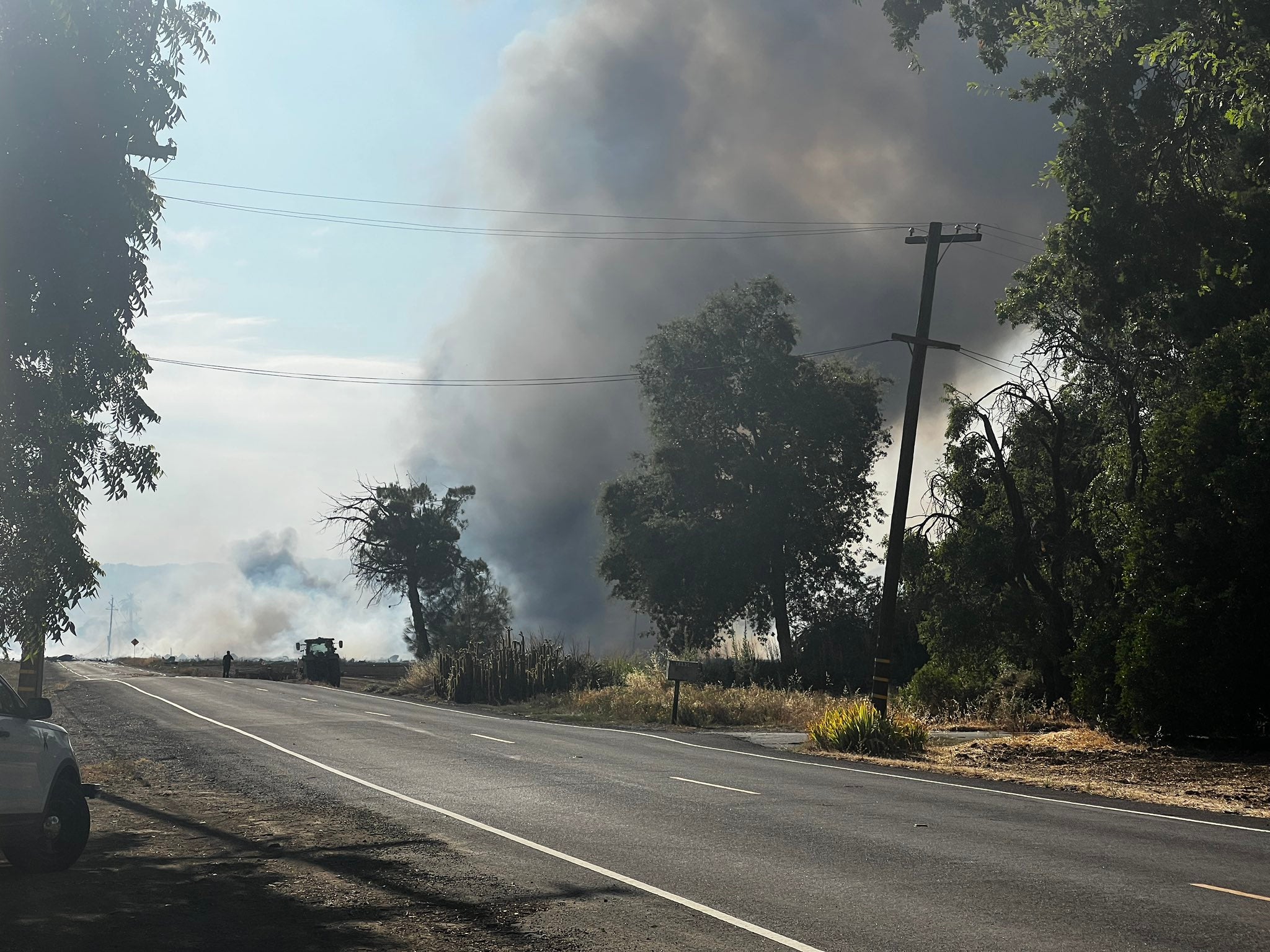 Huge plumes of black smoke continued throughout the night Tuesday