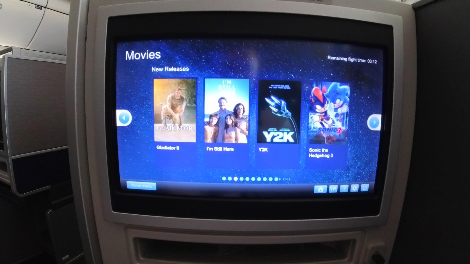 The 16-inch entertainment screen is 'crisp, clear and responsive'