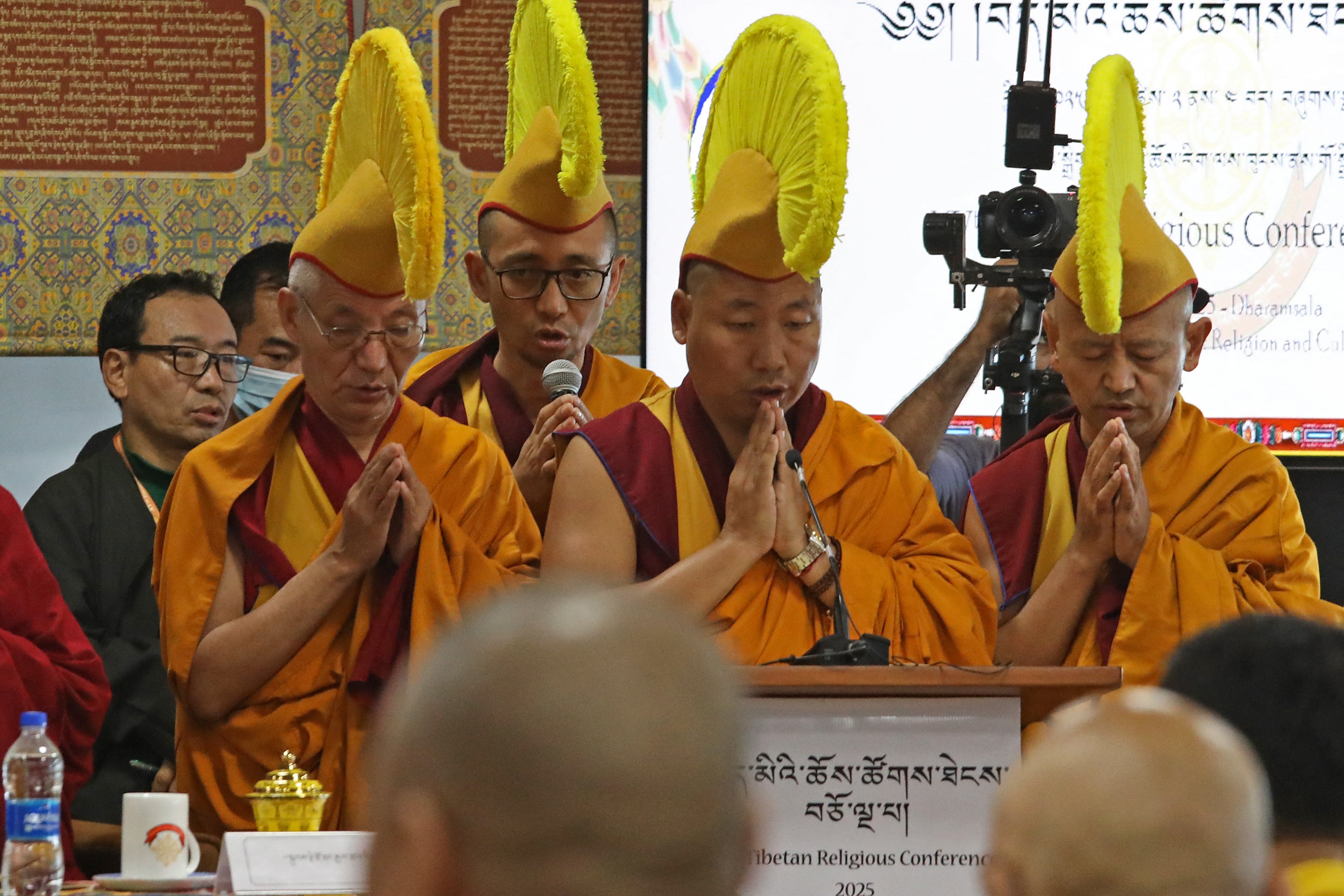 Tibetan monks attend the 15th Tibetan Religious Conference, a meeting of religious leaders in McLeod Ganj, near Dharamsala