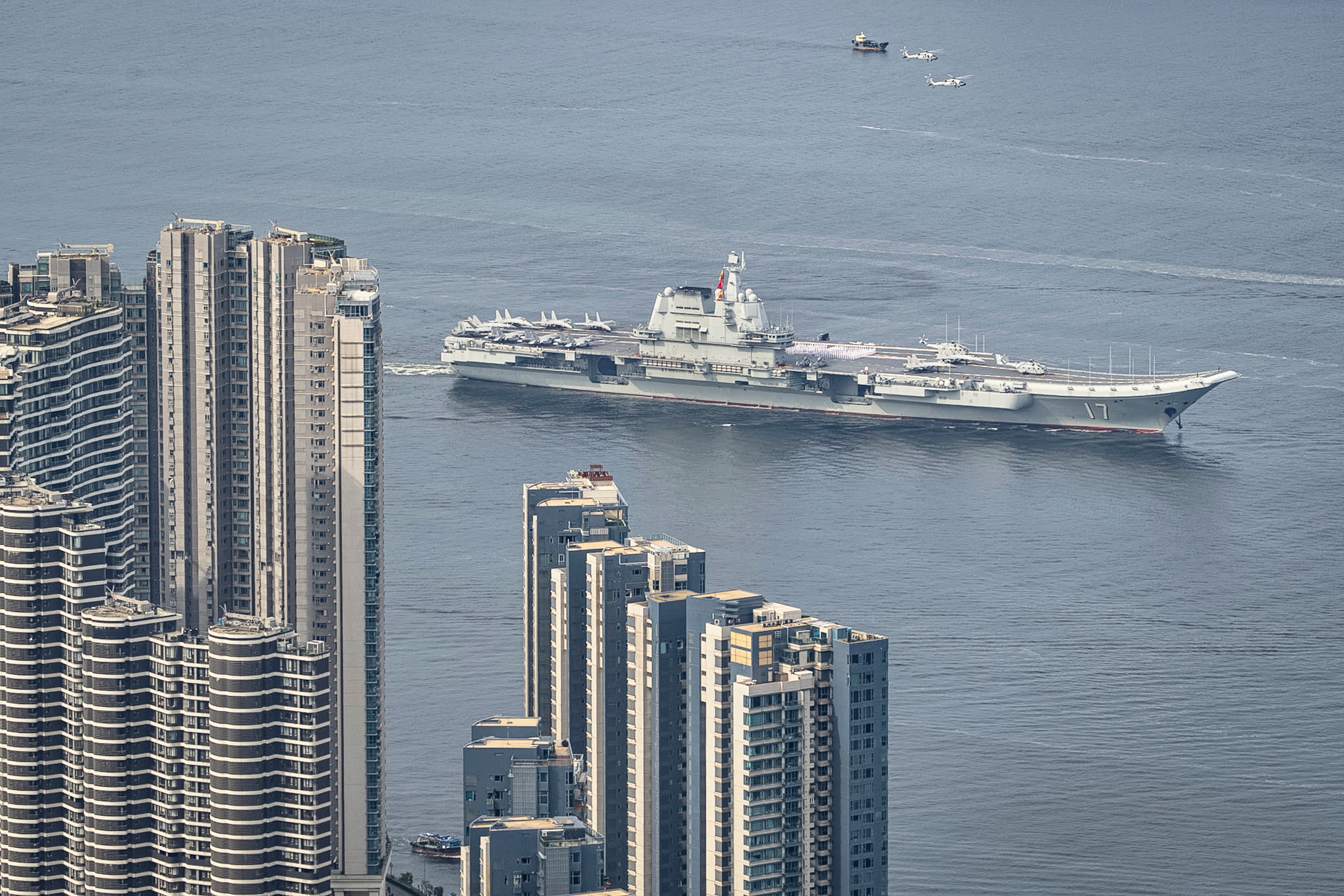 China's first domestically built aircraft carrier Shandong sails into Hong Kong for port call on 3 July 2025