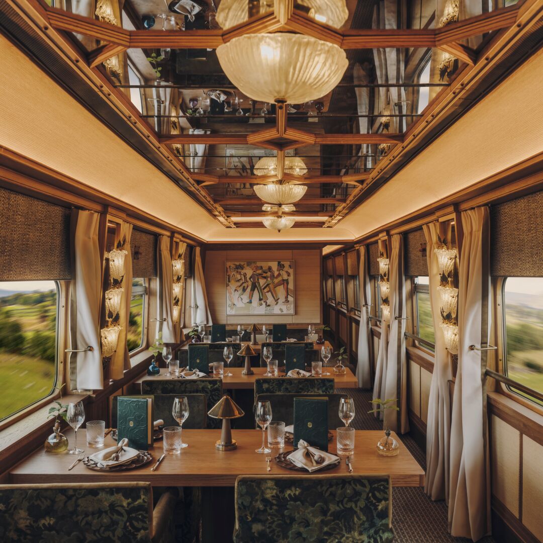 Fine dining car aboard the luxury Britannic Explorer