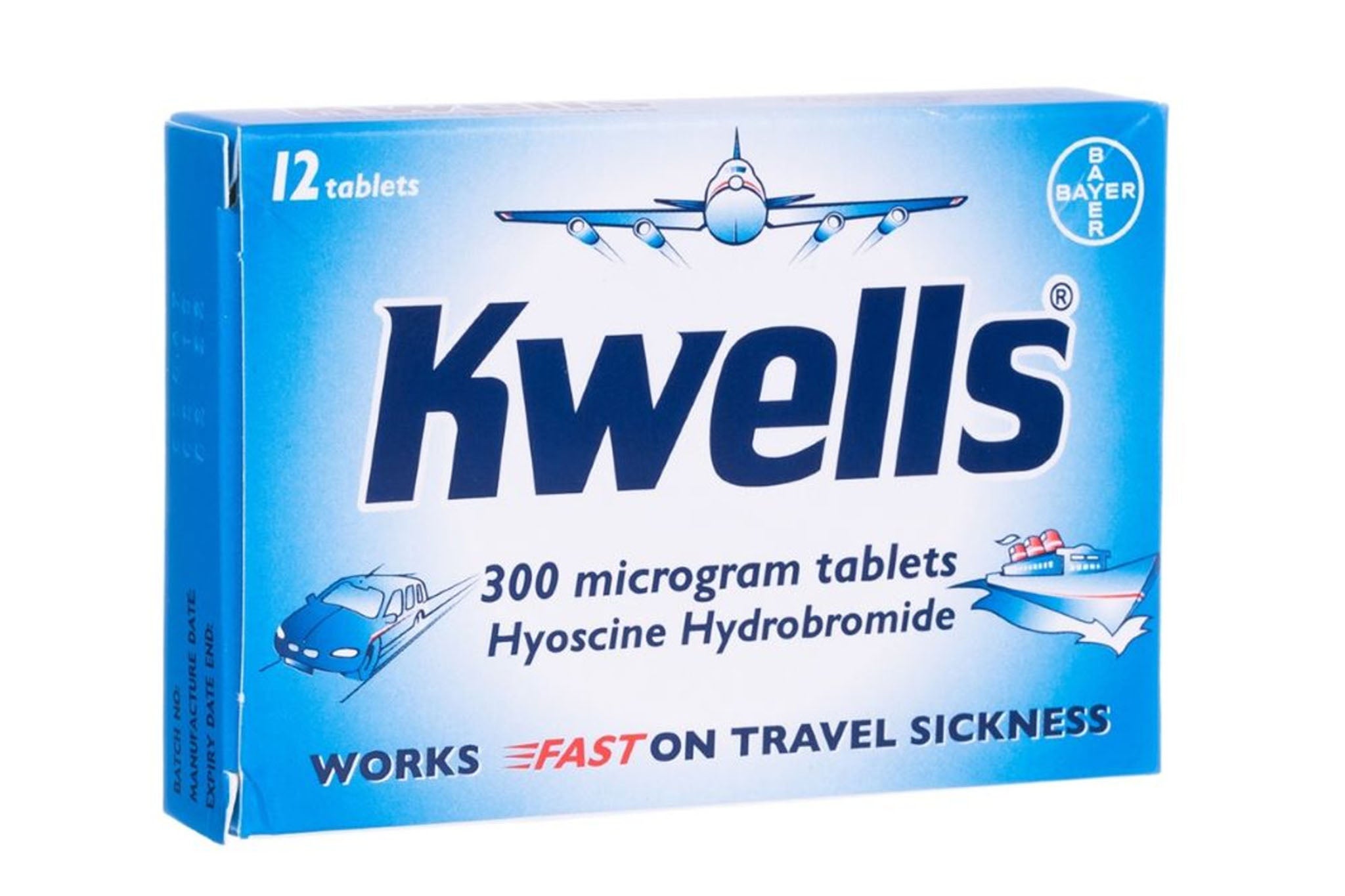 Comprimidos de kwells, que são tomados para doenças de movimento, contêm