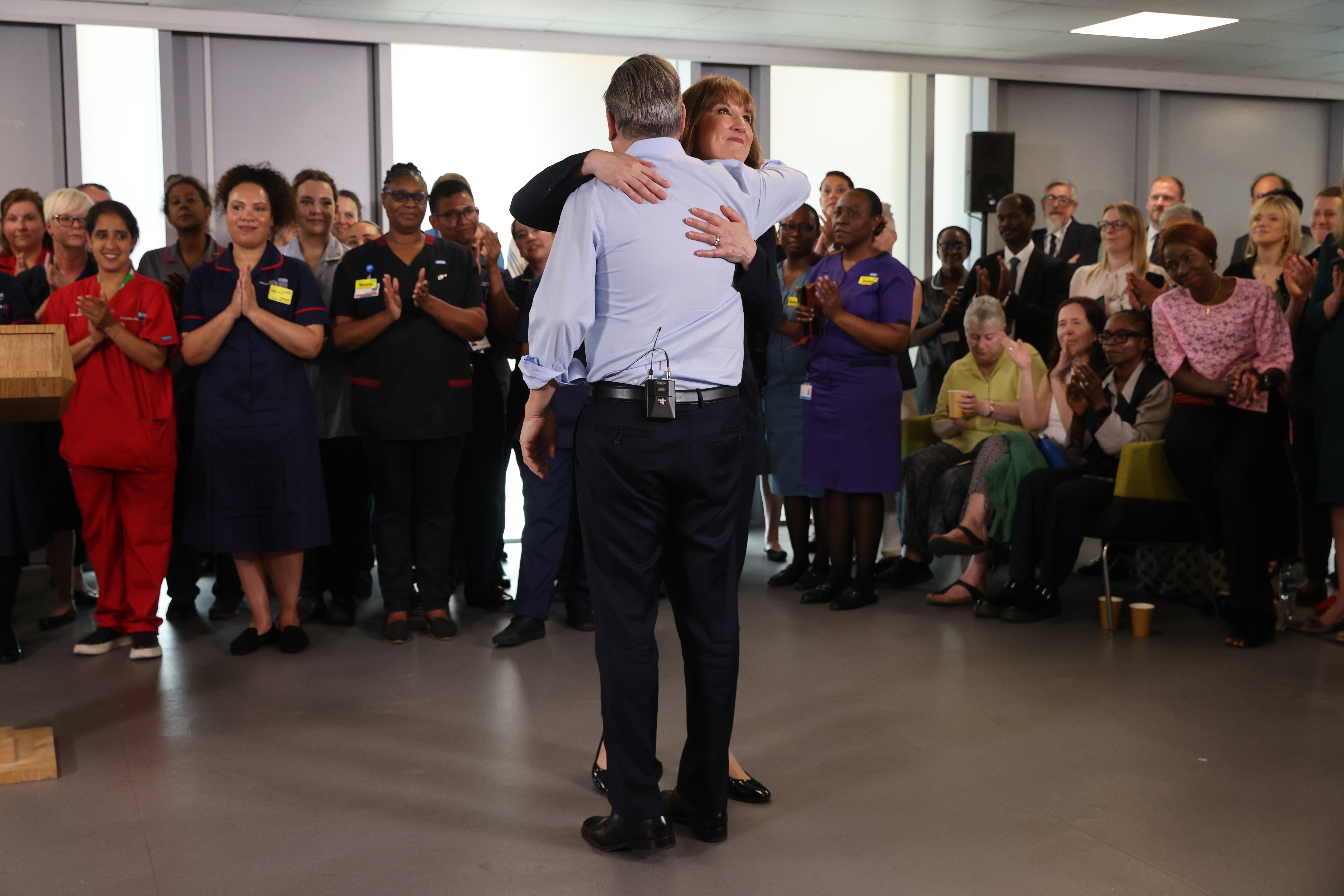 Sir Keir Starmer and Rachel Reeves share a hug