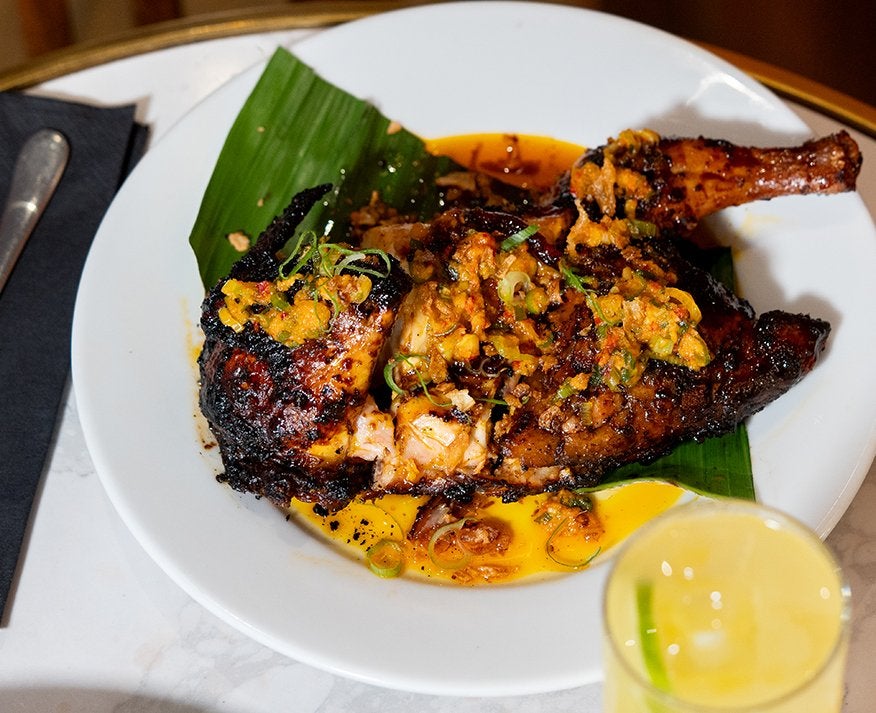 Street food with soul: Shah’s chicken inasal, marinated in vinegar, lemongrass and annatto, delivers that smoky, sticky-sweet punch every barbecue deserves