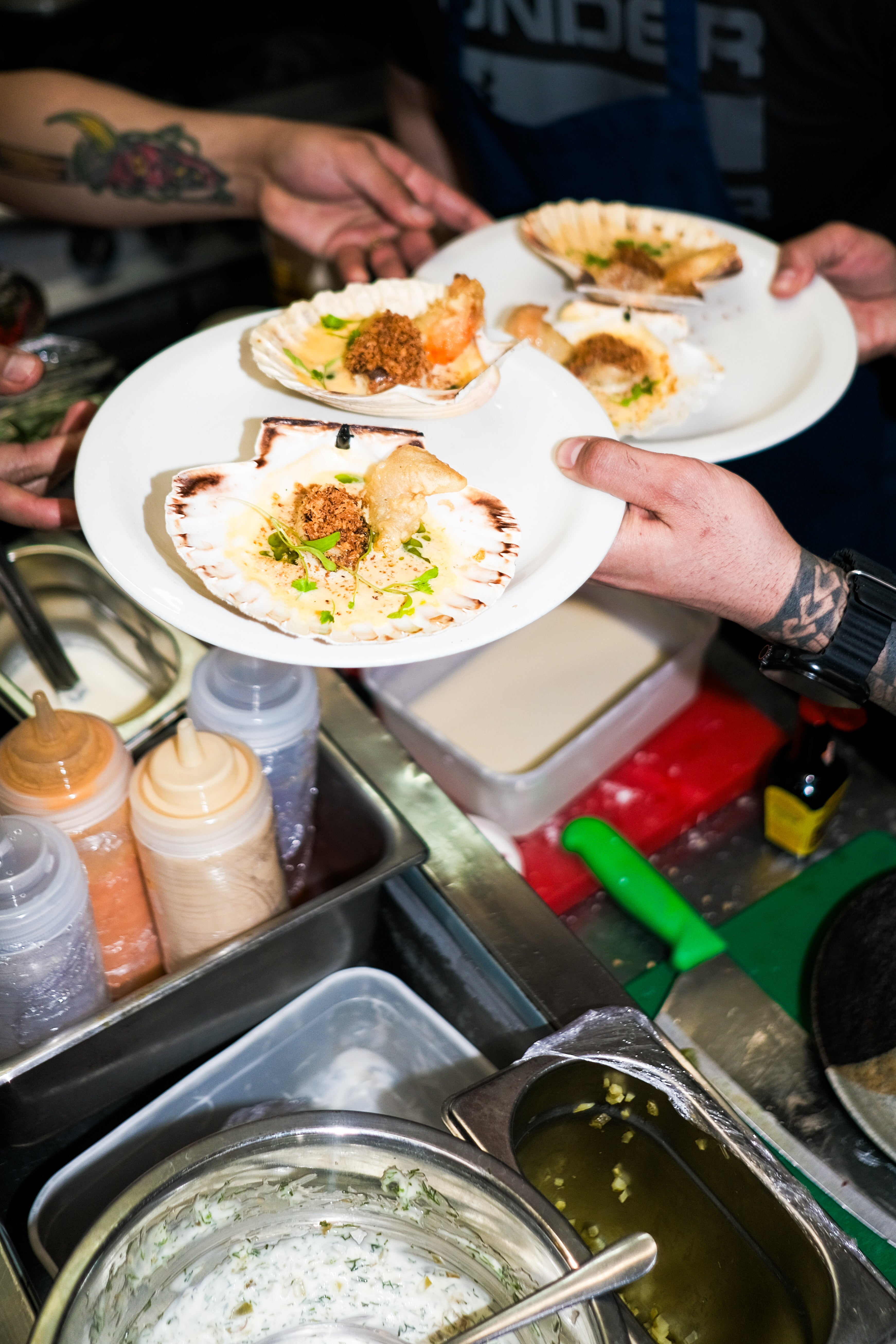 Diver scallops, cured in malt vinegar and dressed in fermented shrimp coconut sauce – a sharp, creamy, umami-packed reflection of Shah’s flavour-first, rule-breaking approach to Filipino cooking