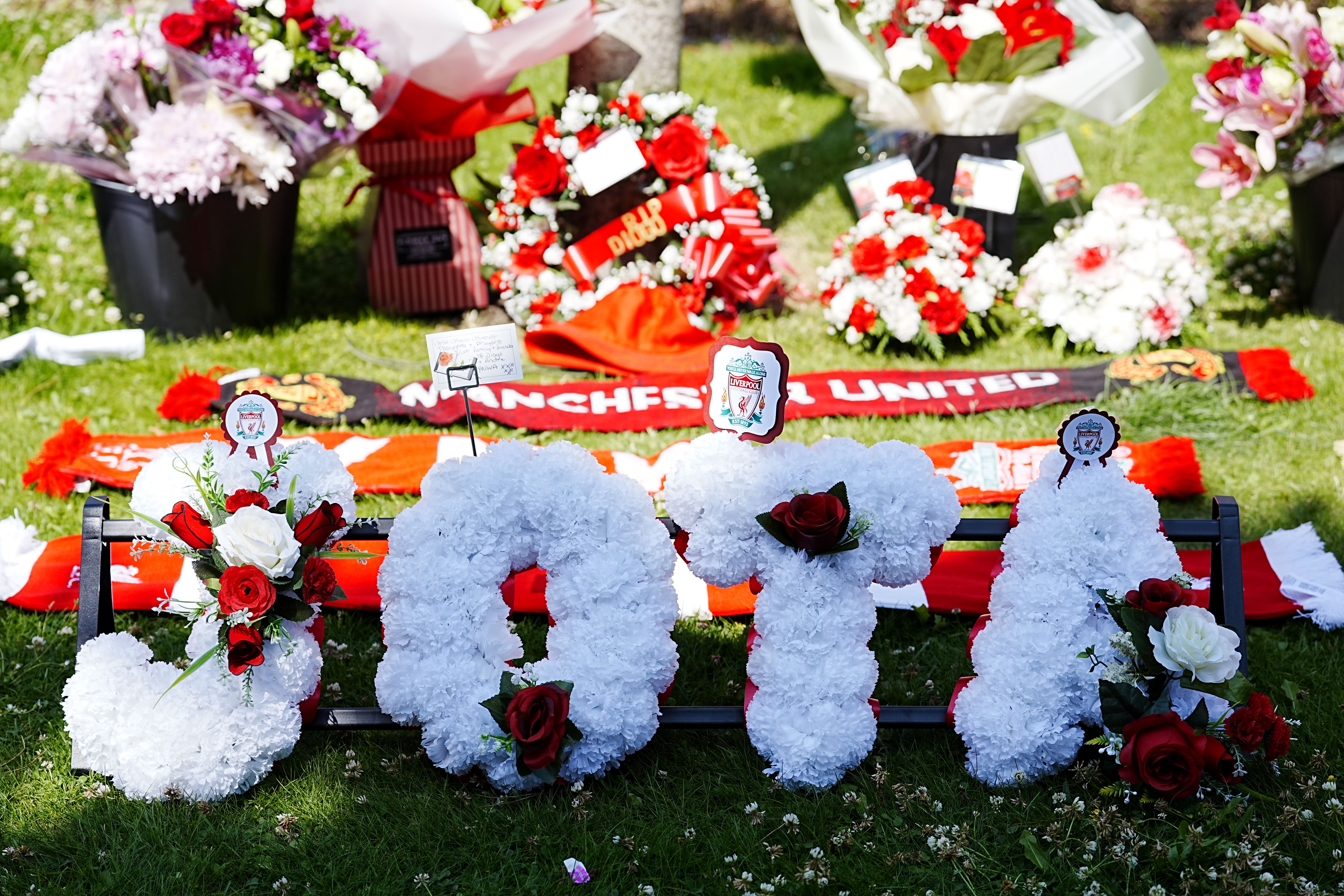 Tributes at Anfield Stadium, home of Liverpool, in memory of Diogo Jota