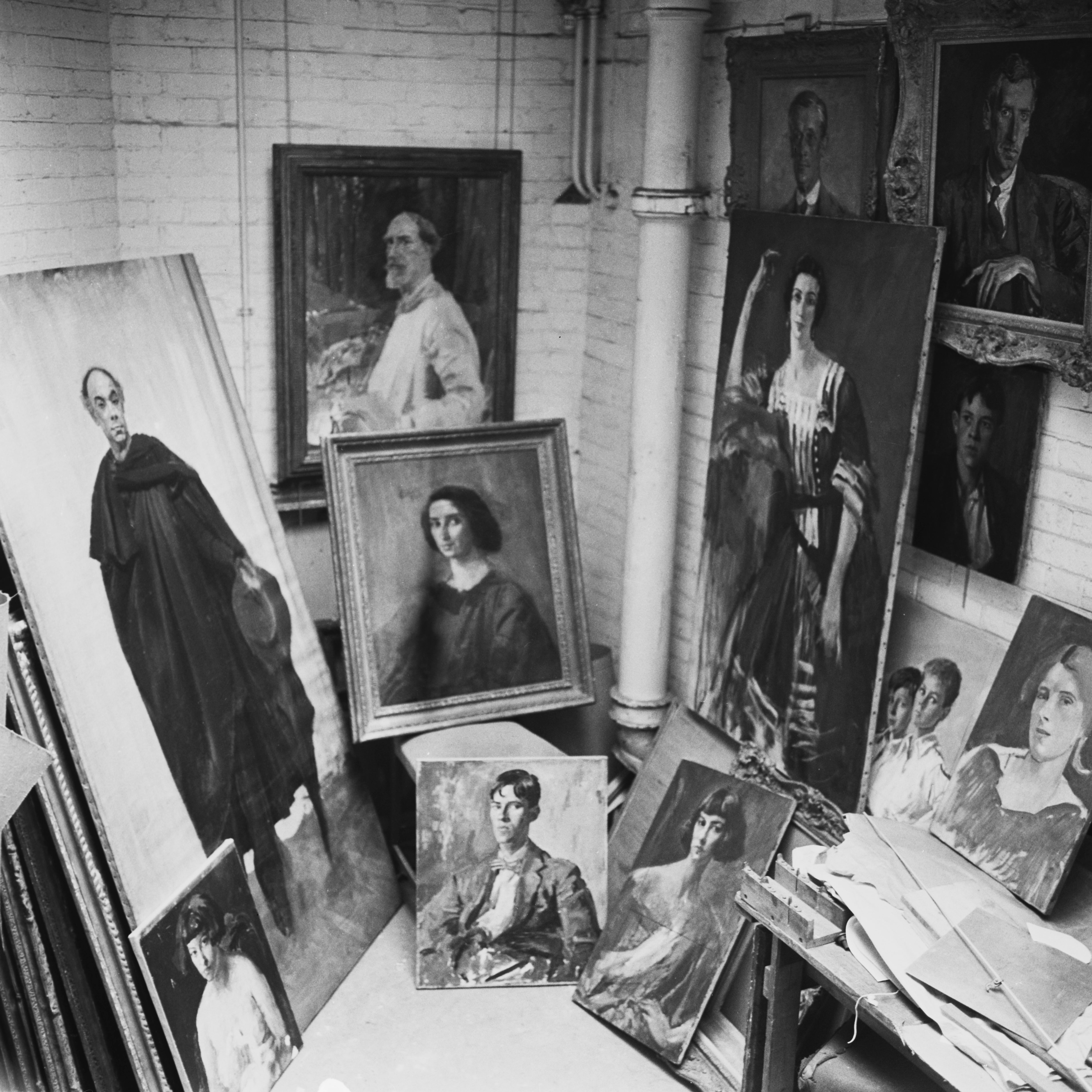 A collection of Augustus John’s paintings at Christie’s London auction house in 1963