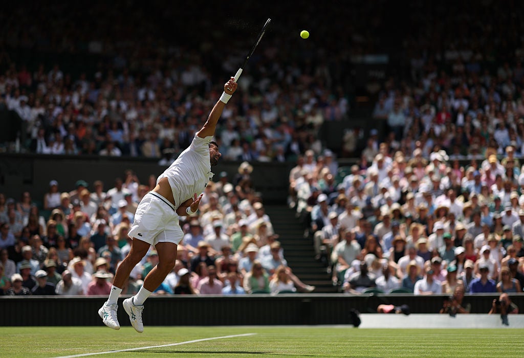 Djokovic’s serve was potent in a three-set demolition on Centre Court