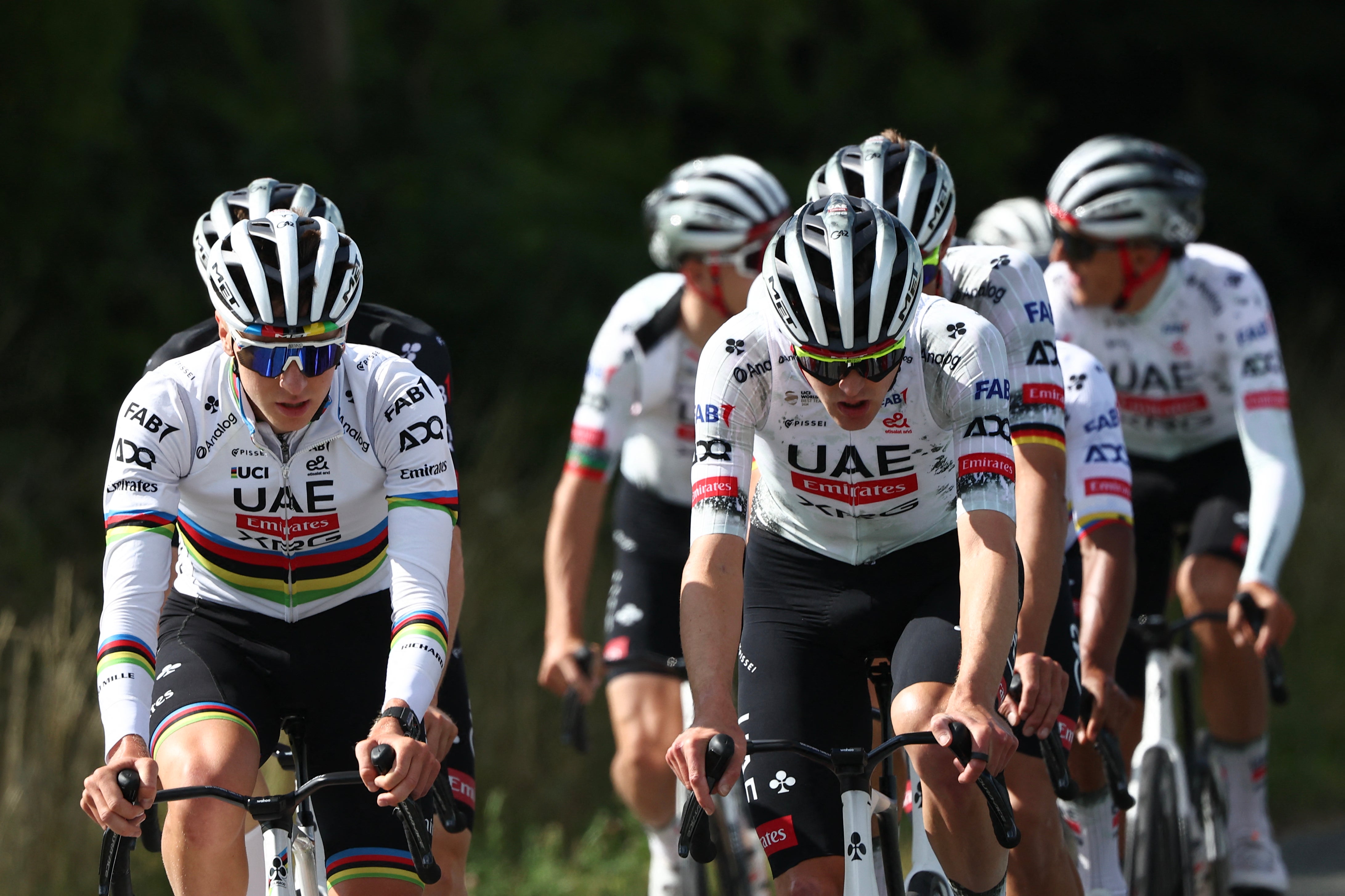 Tadej Pogacar and his UAE teammates ahead of the 2025 Tour de France