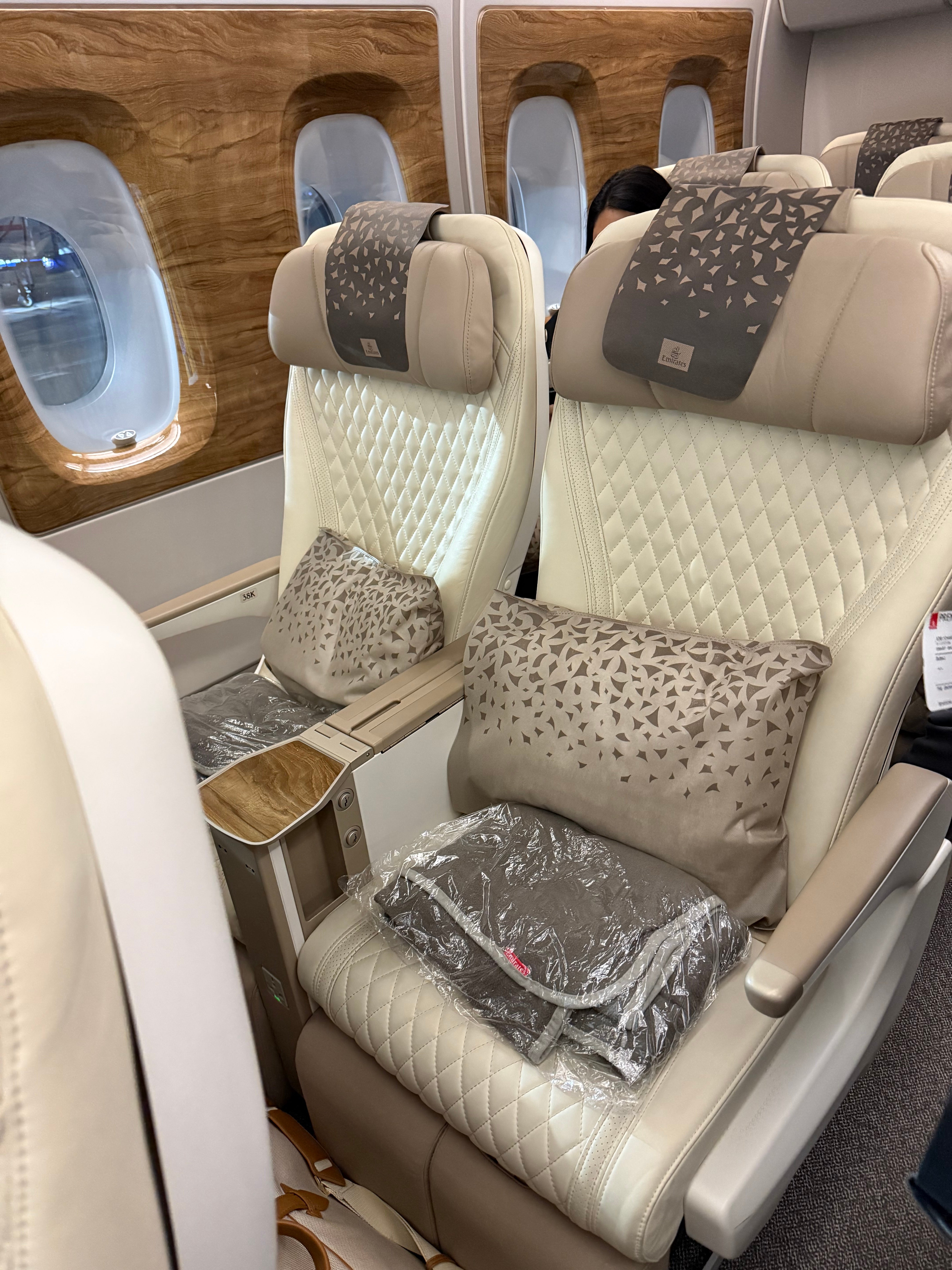 The 2-4-2 configuration allows 19.5 inches width with cushioned headrests