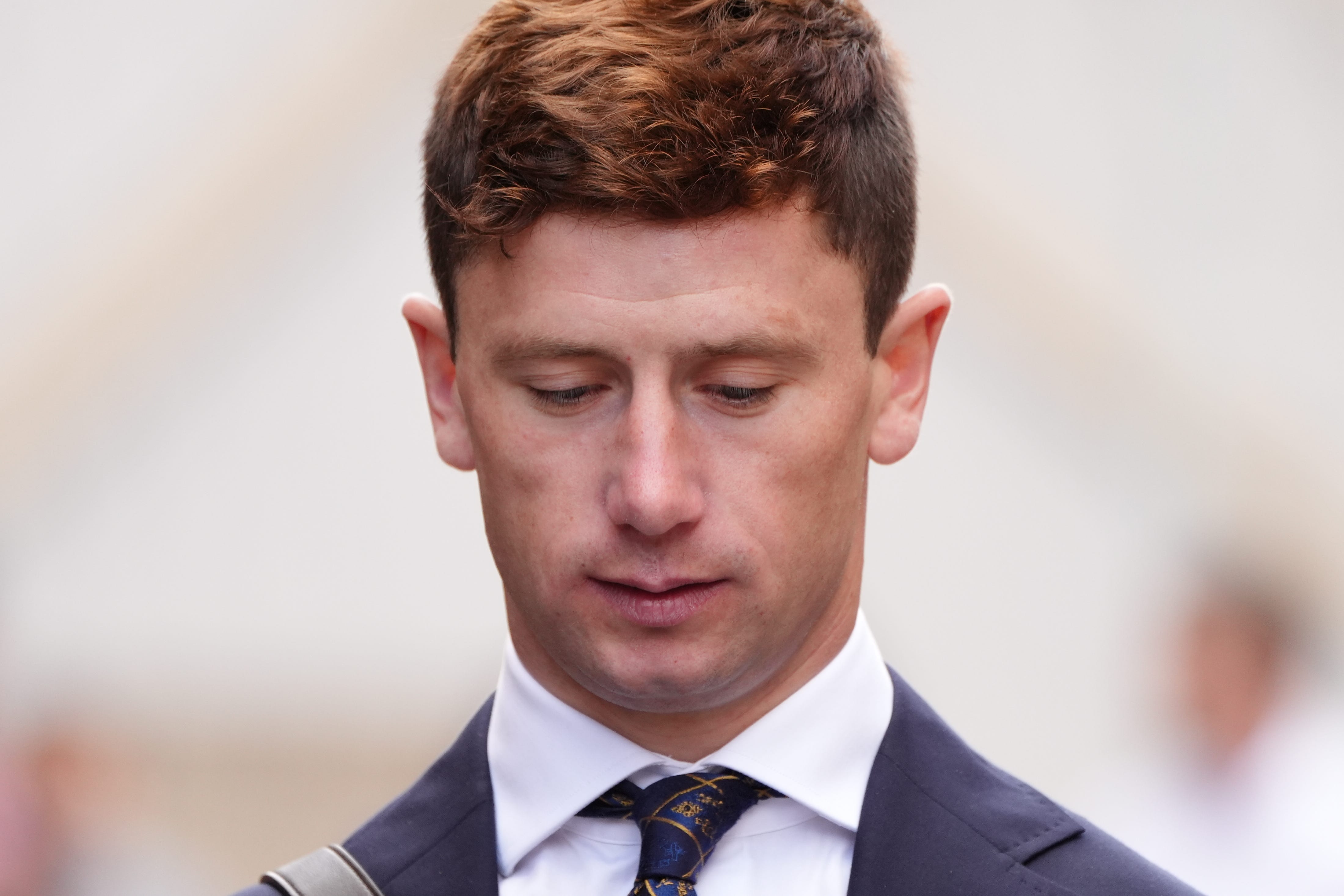 Jockey Oisin Murphy leaving Reading Magistrates’ Court after being fined £70,000 for a drink-driving offence (Jonathan Brady/PA)