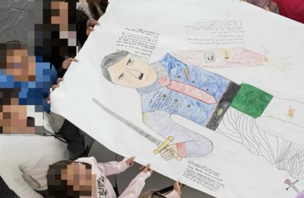 Brian Vazquez and Ashok Roy cited this social studies project depicting Adolf Hitler as evidence the Nysmith School for the Gifted allowed ‘antisemitism to take root’ in their daughter’s classroom