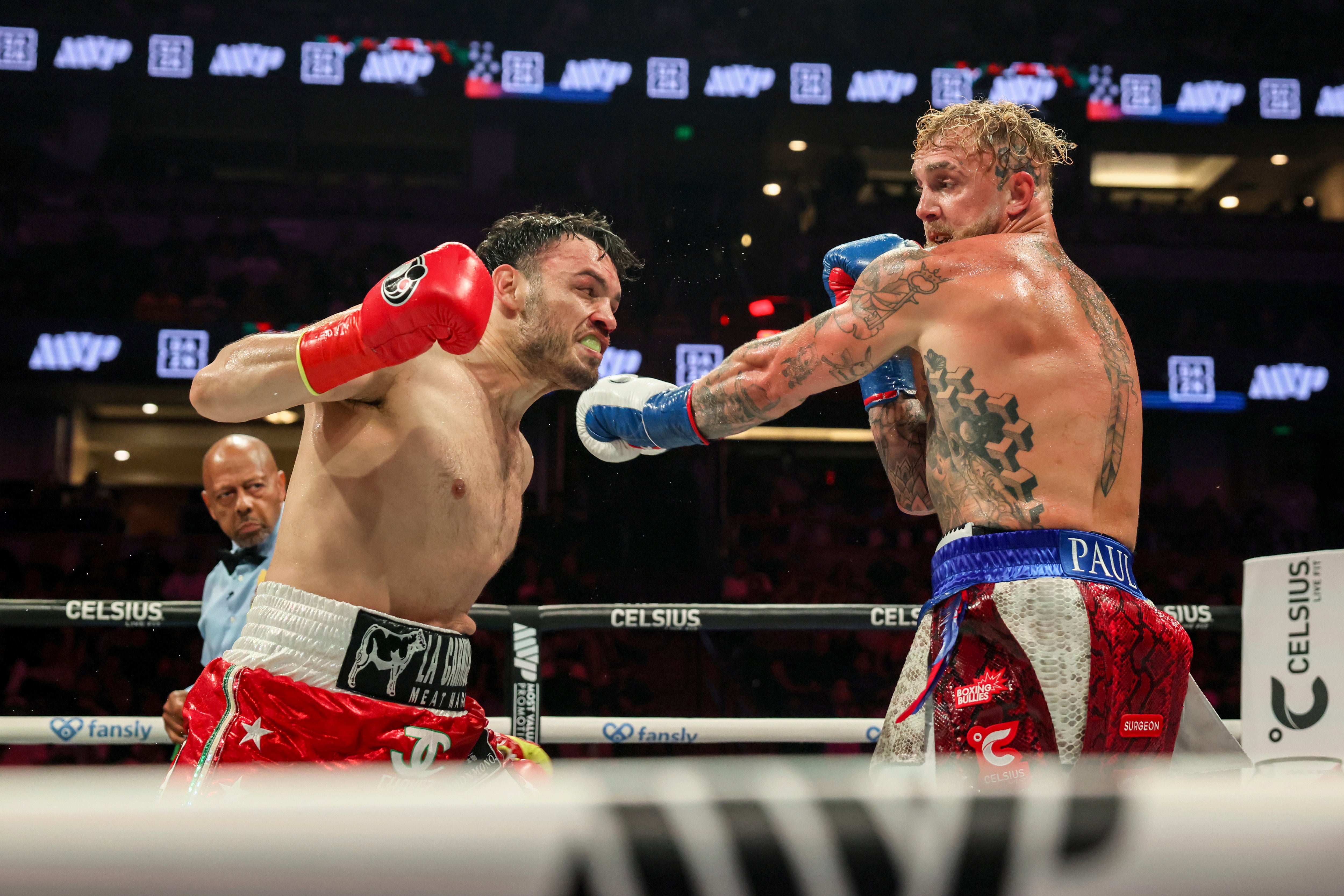 Jake Paul (right) during his June win over Julio Cesar Chavez Jr