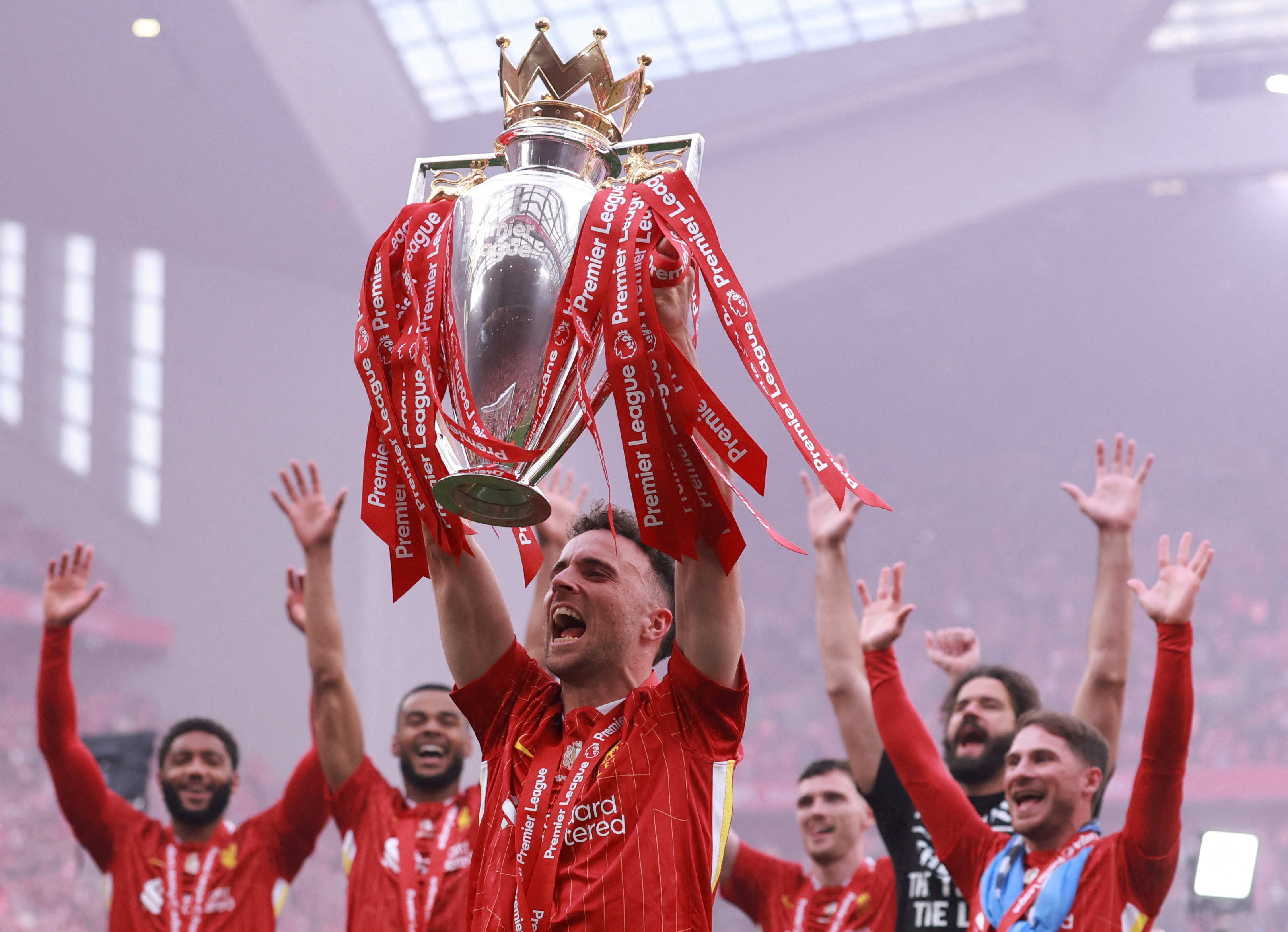 Jota won his first Premier League with Liverpool just months ago