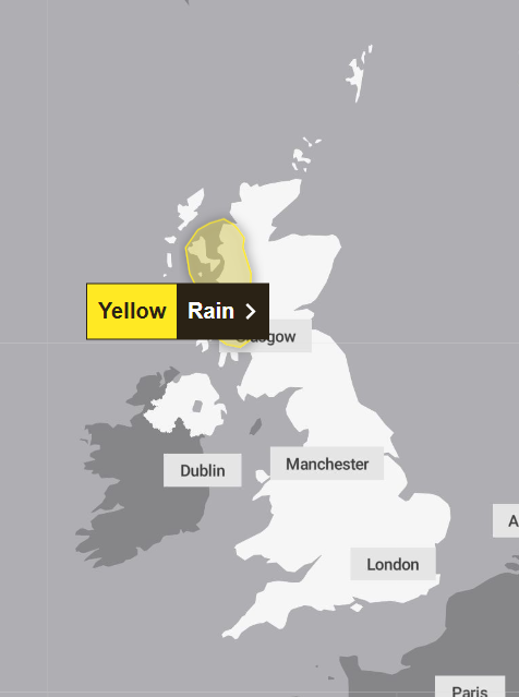 Rain is expected across part of Scotland