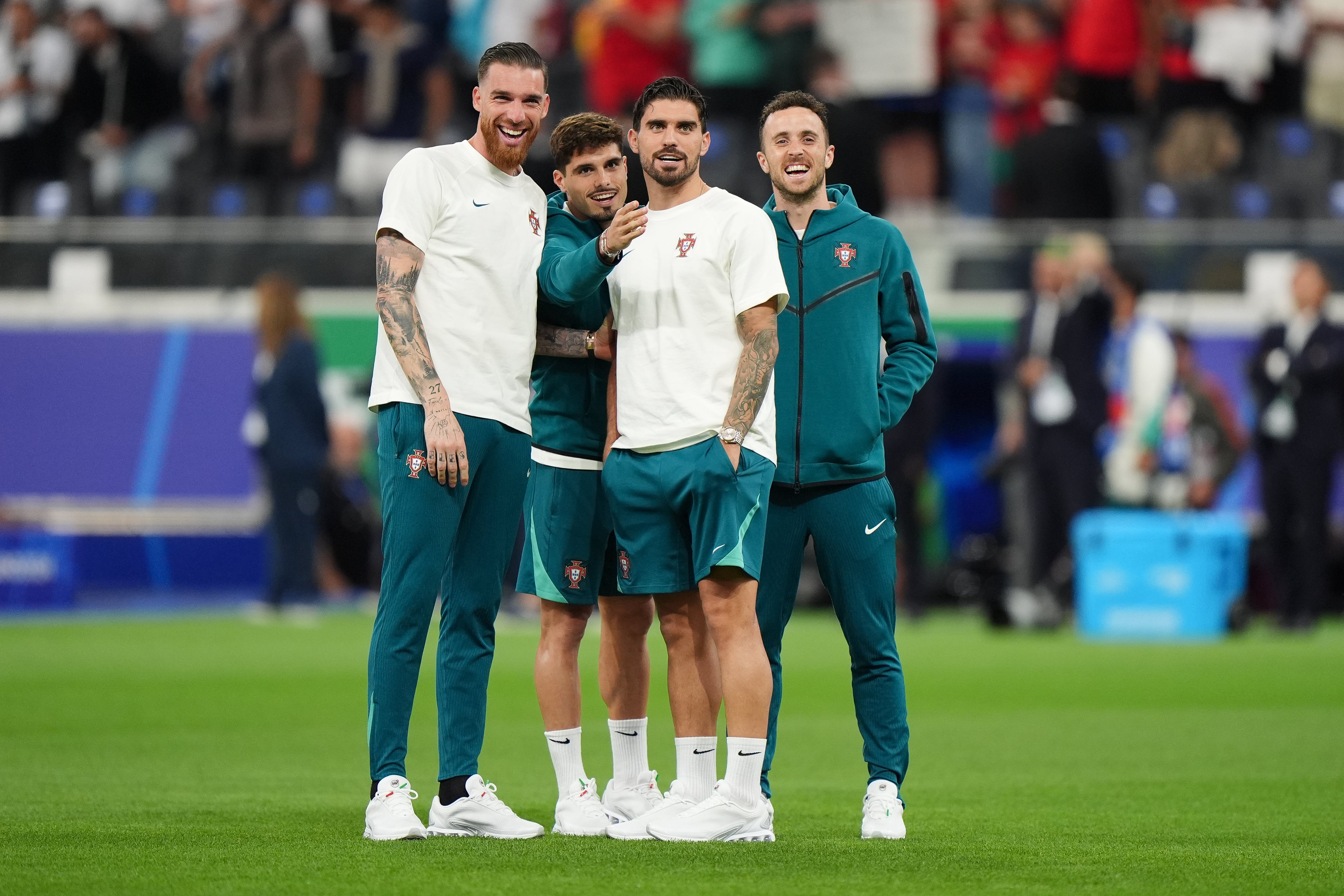 Pedro Neto (centre left), could miss Chelsea’s Club World Cup quarter-final after the death of Diogo Jota (right) (Bradley Collyer/PA)