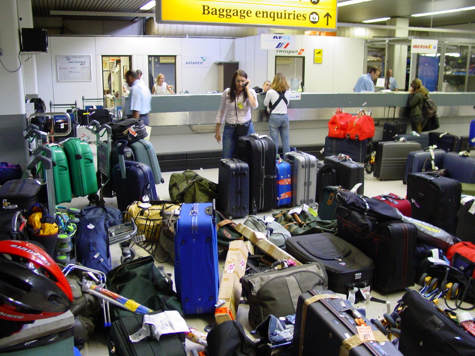 Case load: Misrouted baggage waiting for owners at a UK airport