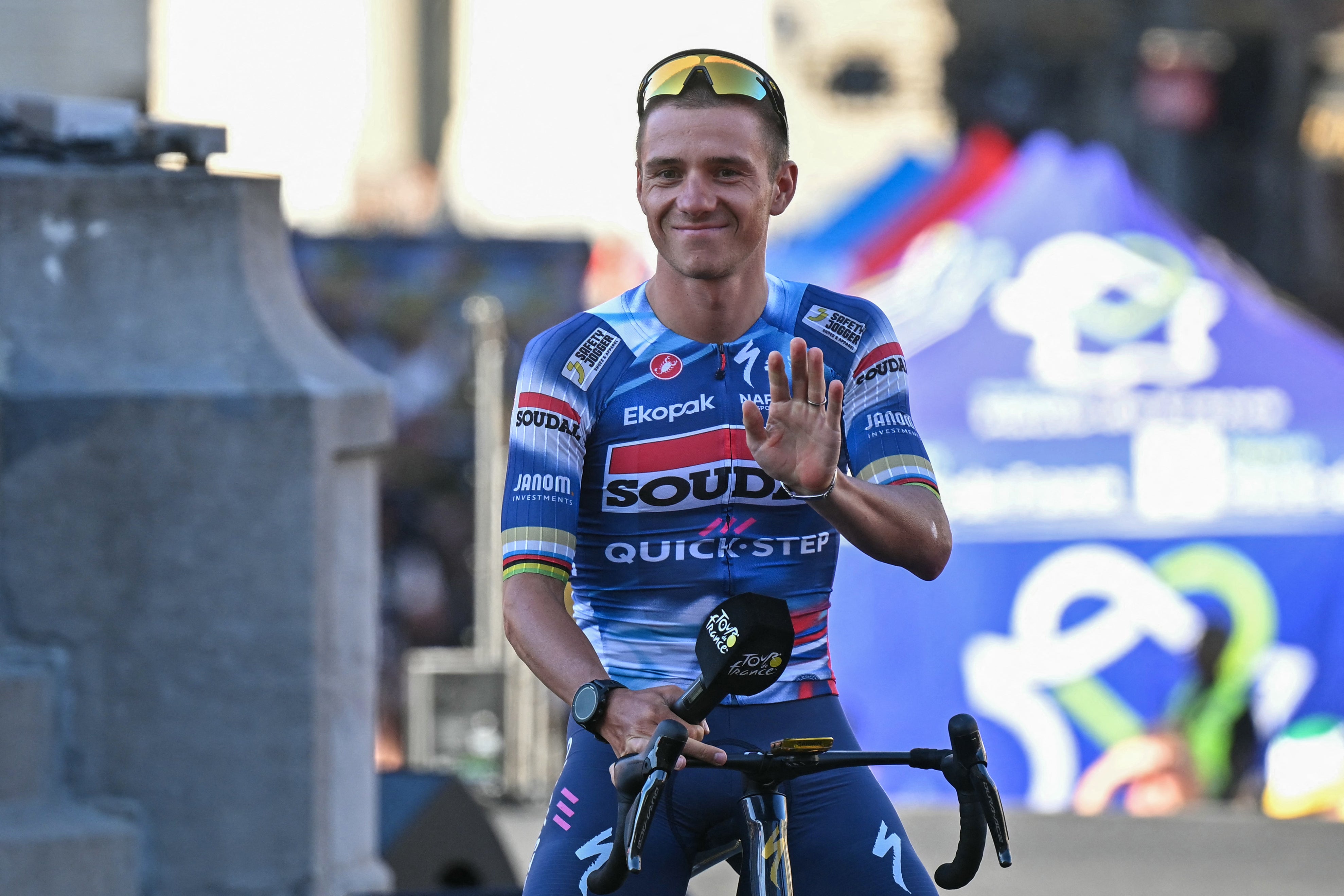 Remco Evenepoel at the team presentations this week