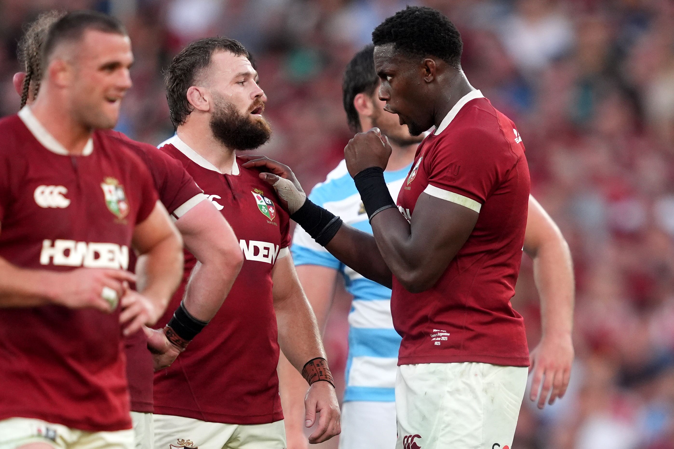 Luke Cowan-Dickie (centre) is pleased to have Owen Farrell added to the Lions squad (Brian Lawless/PA)