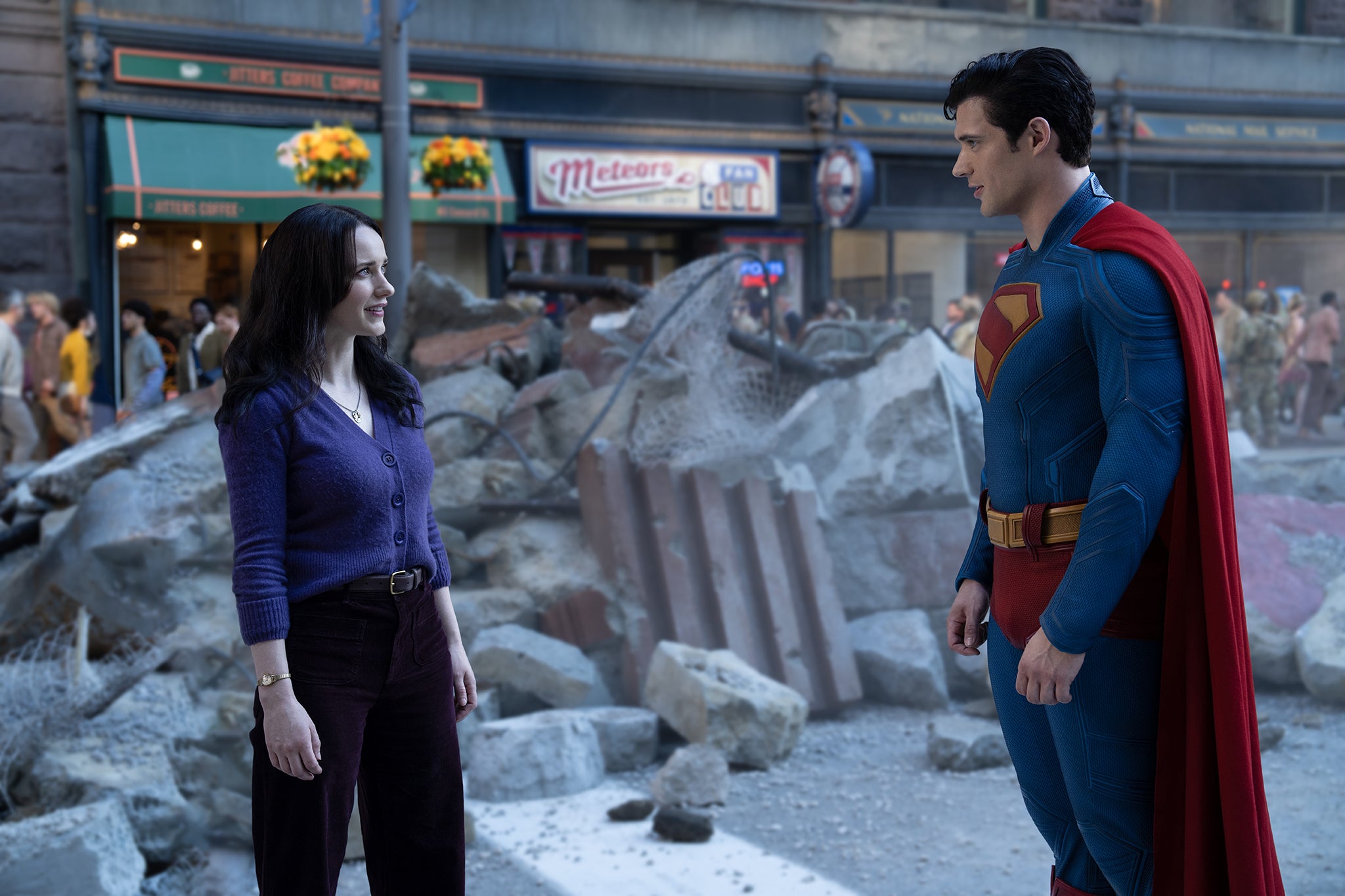 Rachel Brosnahan and David Corenswet in James Gunn’s ‘Superman’