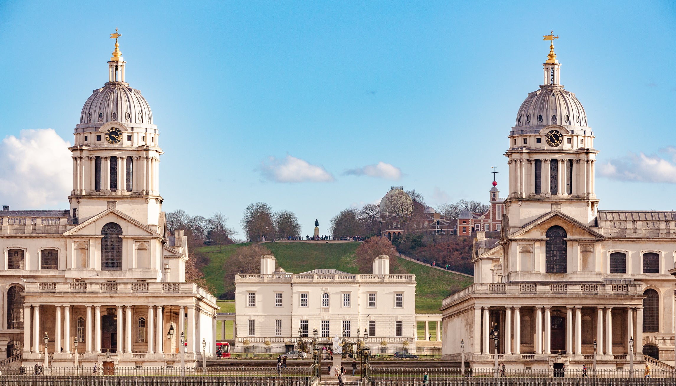 The Old Royal Naval College sits on the banks of the Thames in Greenwich