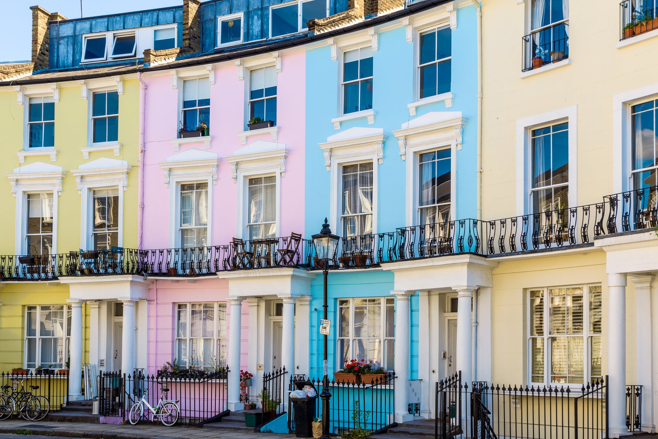 The colourful English terraced houses in Primrose Hill