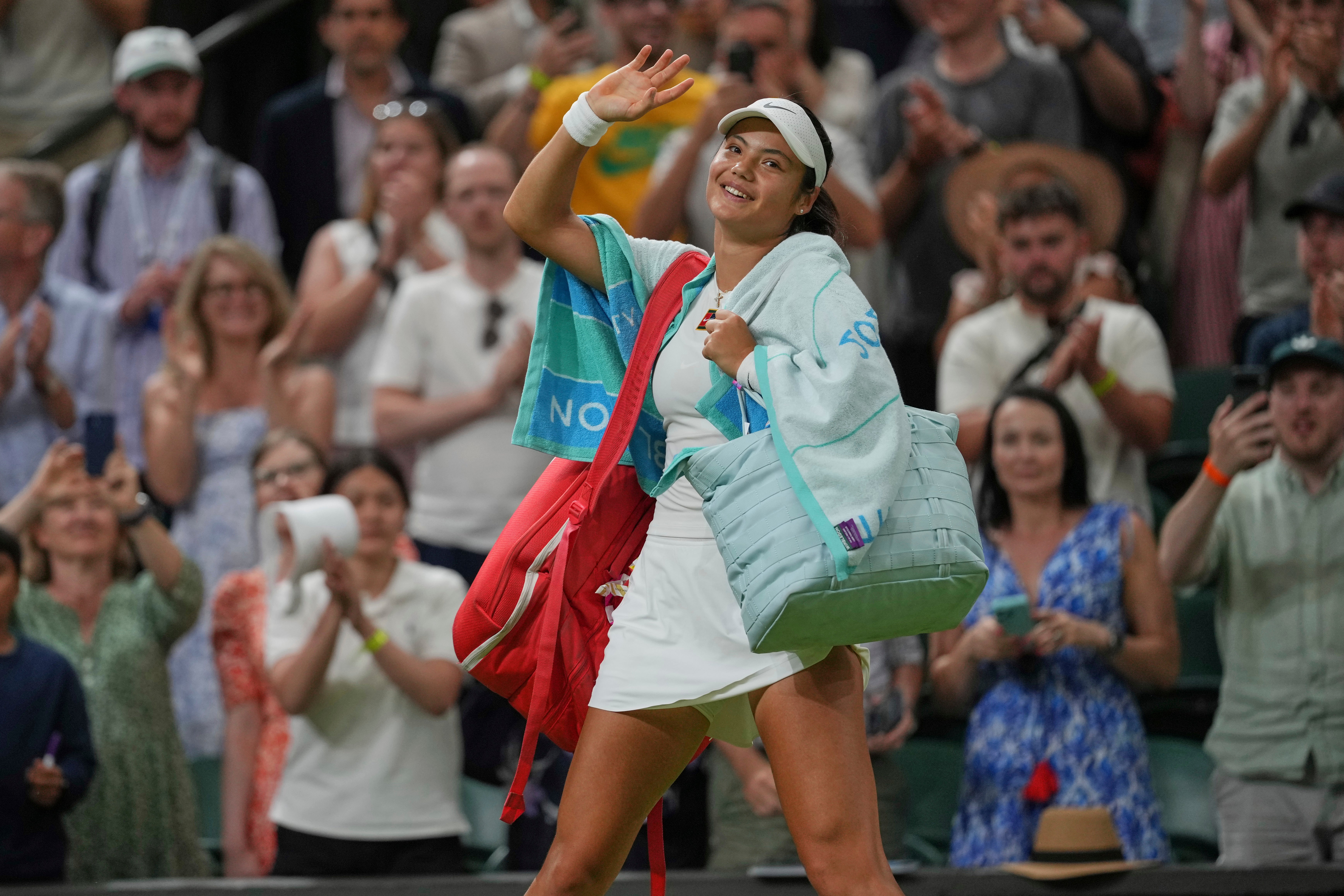 Raducanu was serenaded by the crowd after a valiant defeat