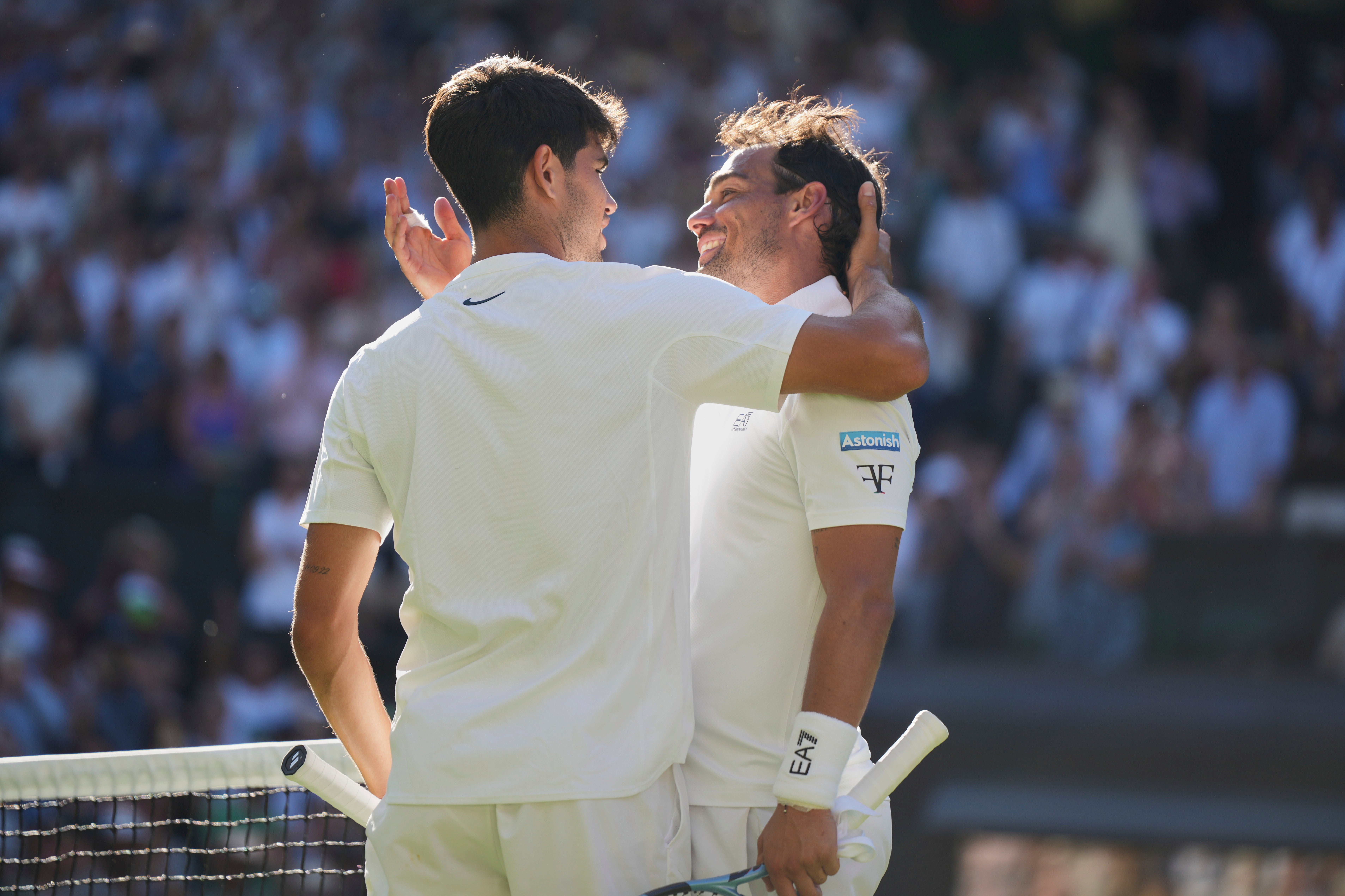 Fabio Fognini (right) shared an epic encounter with Carlos Alcaraz in his final match as a professional