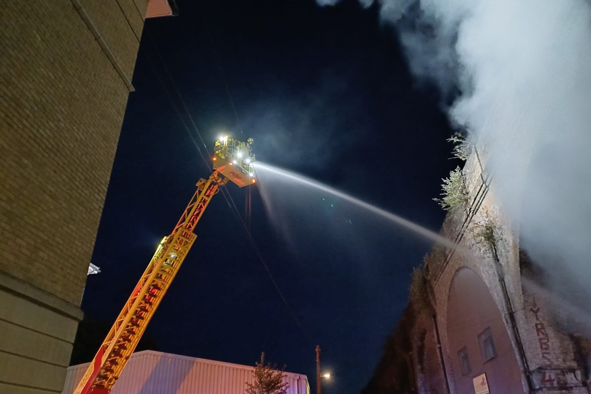 Firefighters working at the scene of the blaze