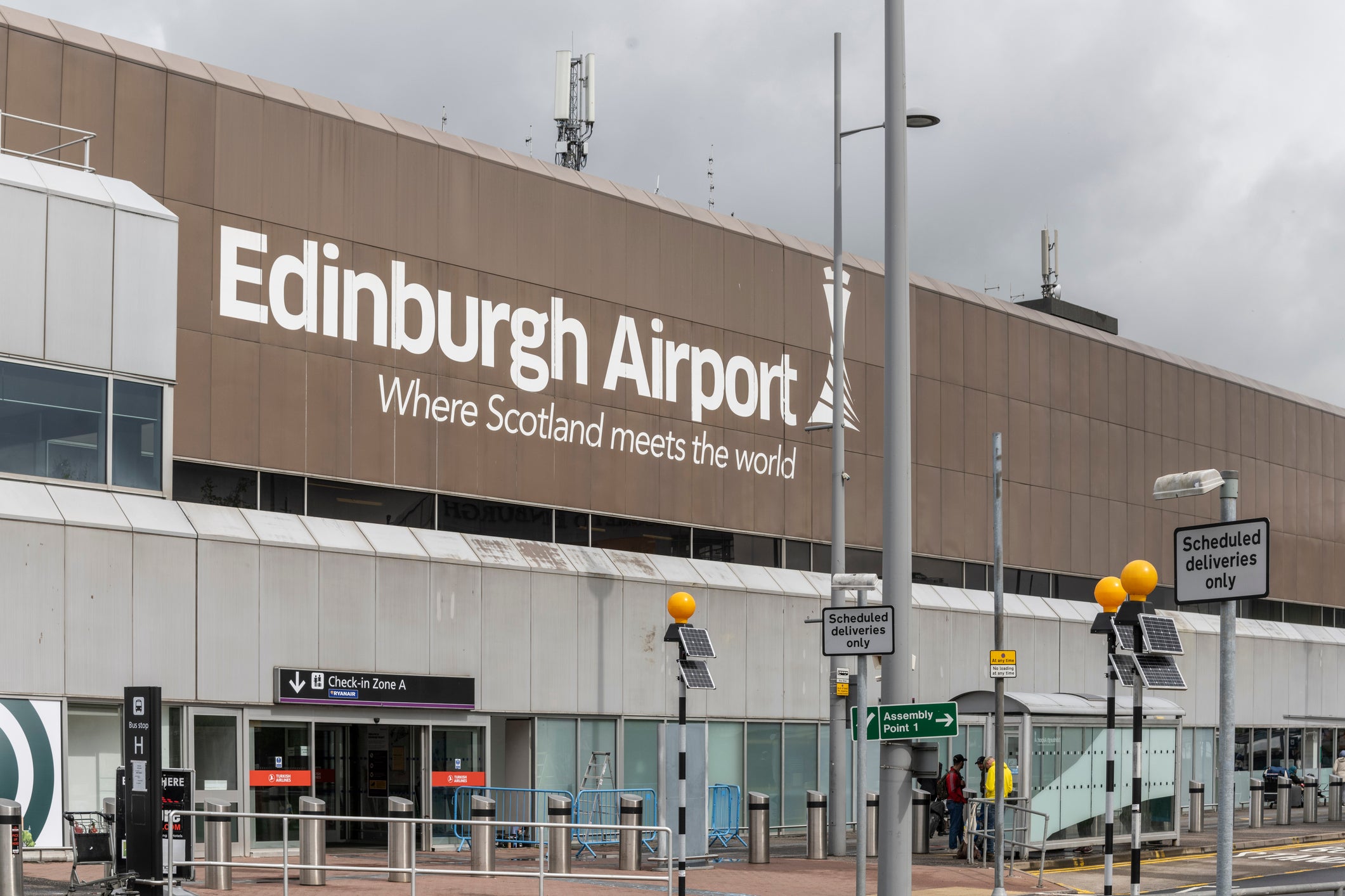'Where Scotland meets the world': the sign outside Edinburgh Airport, Scotland's busiest airport
