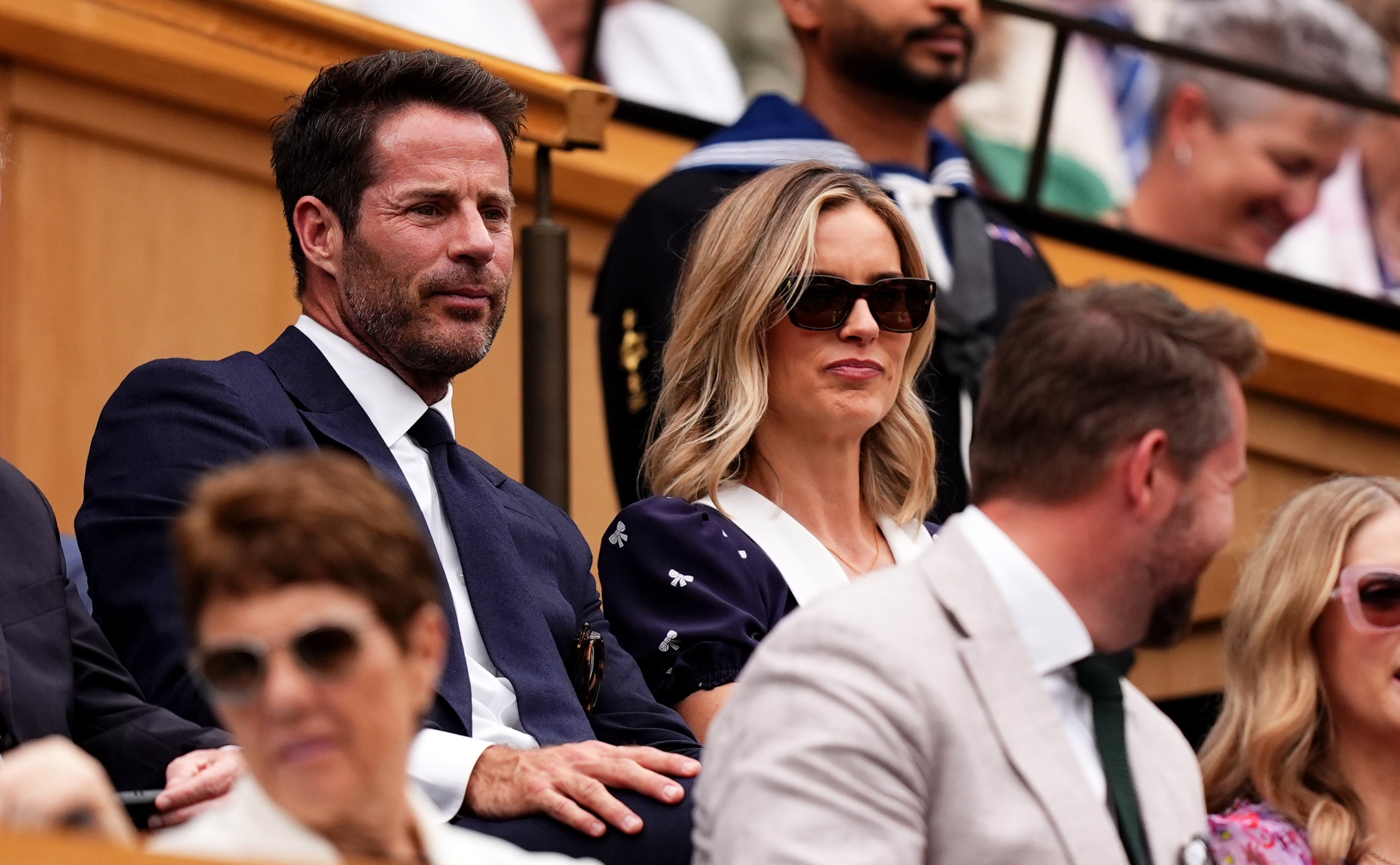 Jamie and Frida Redknapp in the Royal Box on day six of the 2025 Wimbledon Championships