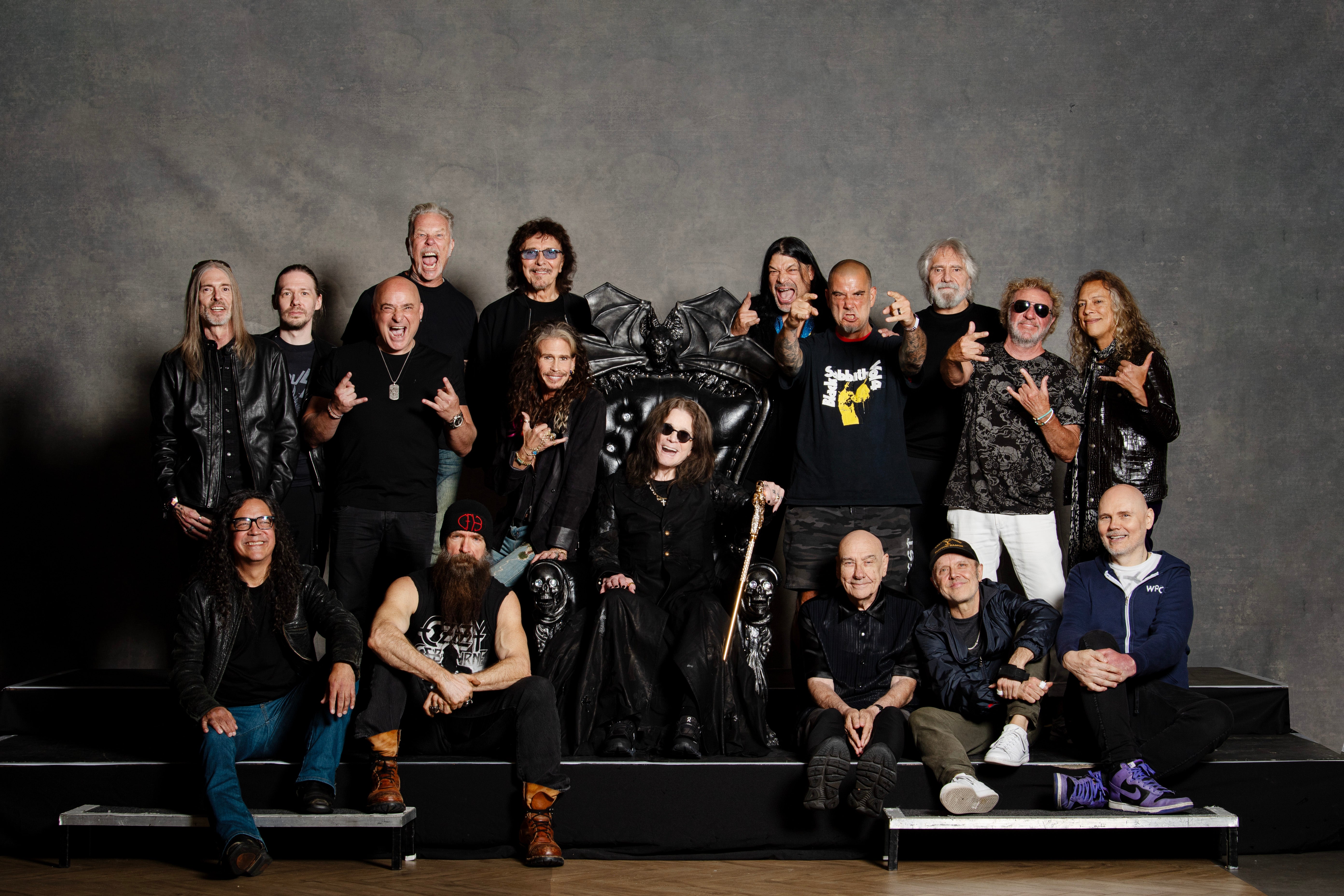 Top left to right: Rex Brown Pantera -Tobias -David Draiman-A-Tome Metallica - Phil Ansel -kirk Hamnett Metallica - Steven Tyler Aerosmith - Ozzy Osbourne Donje Mike Inez -Akk Wylde Ozzy / Pantera - Bill Ward Black Sabbath - Lars Ulrich Metallica - Billy Corgan Smashing Pumpkin