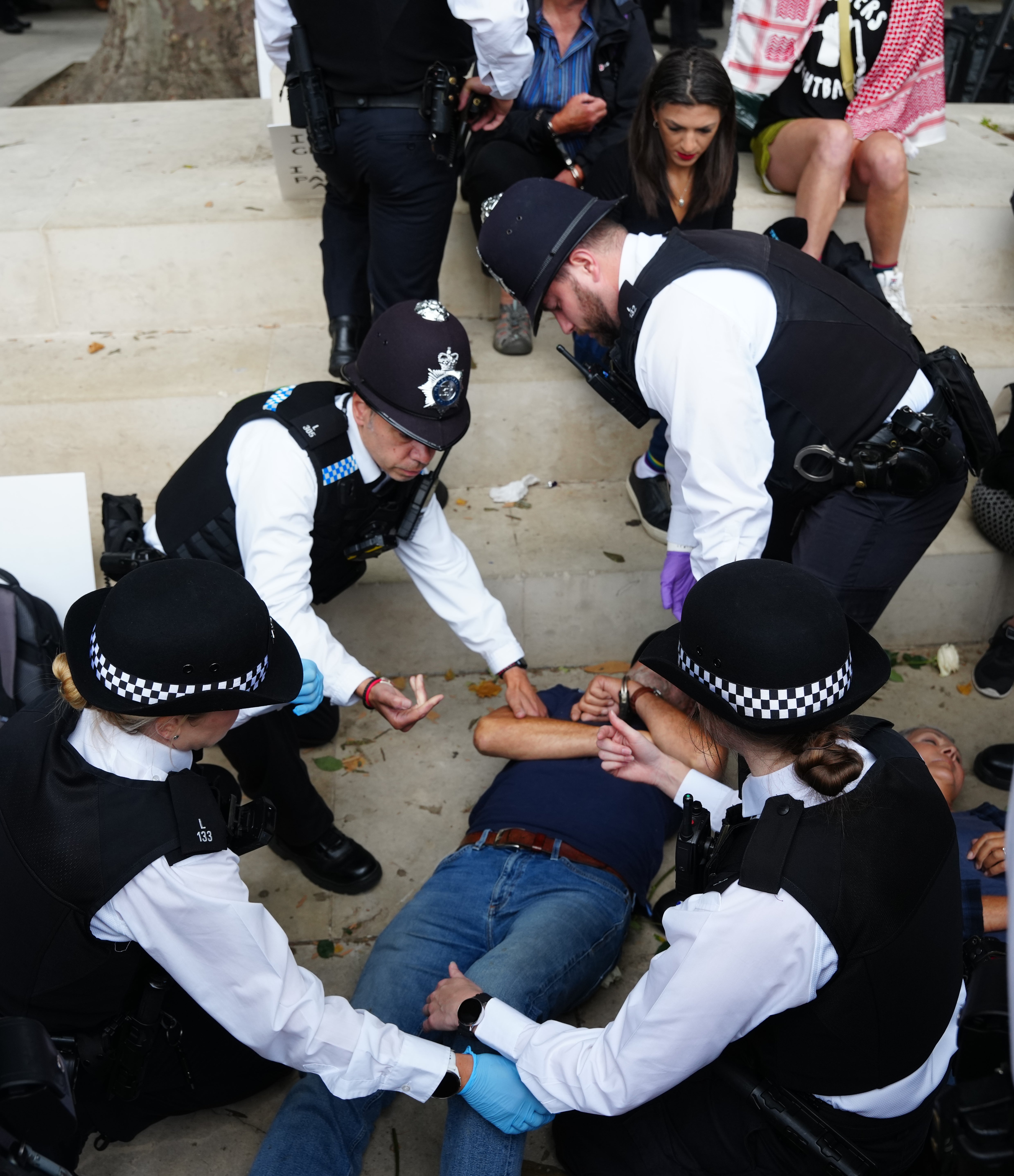 Police surrounded the protest in Parliament Square