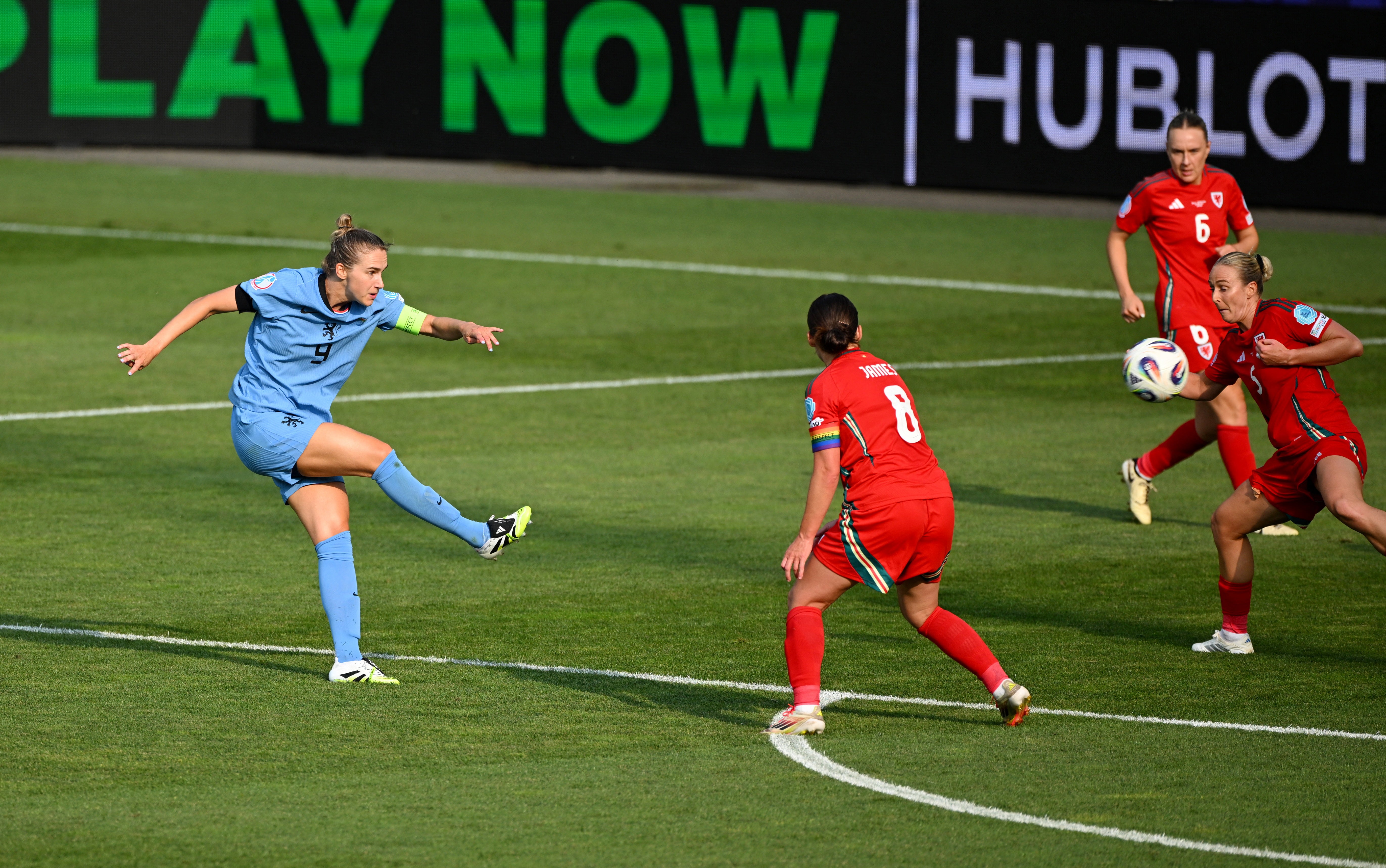 Miedema curled in a stunning strike just before half time