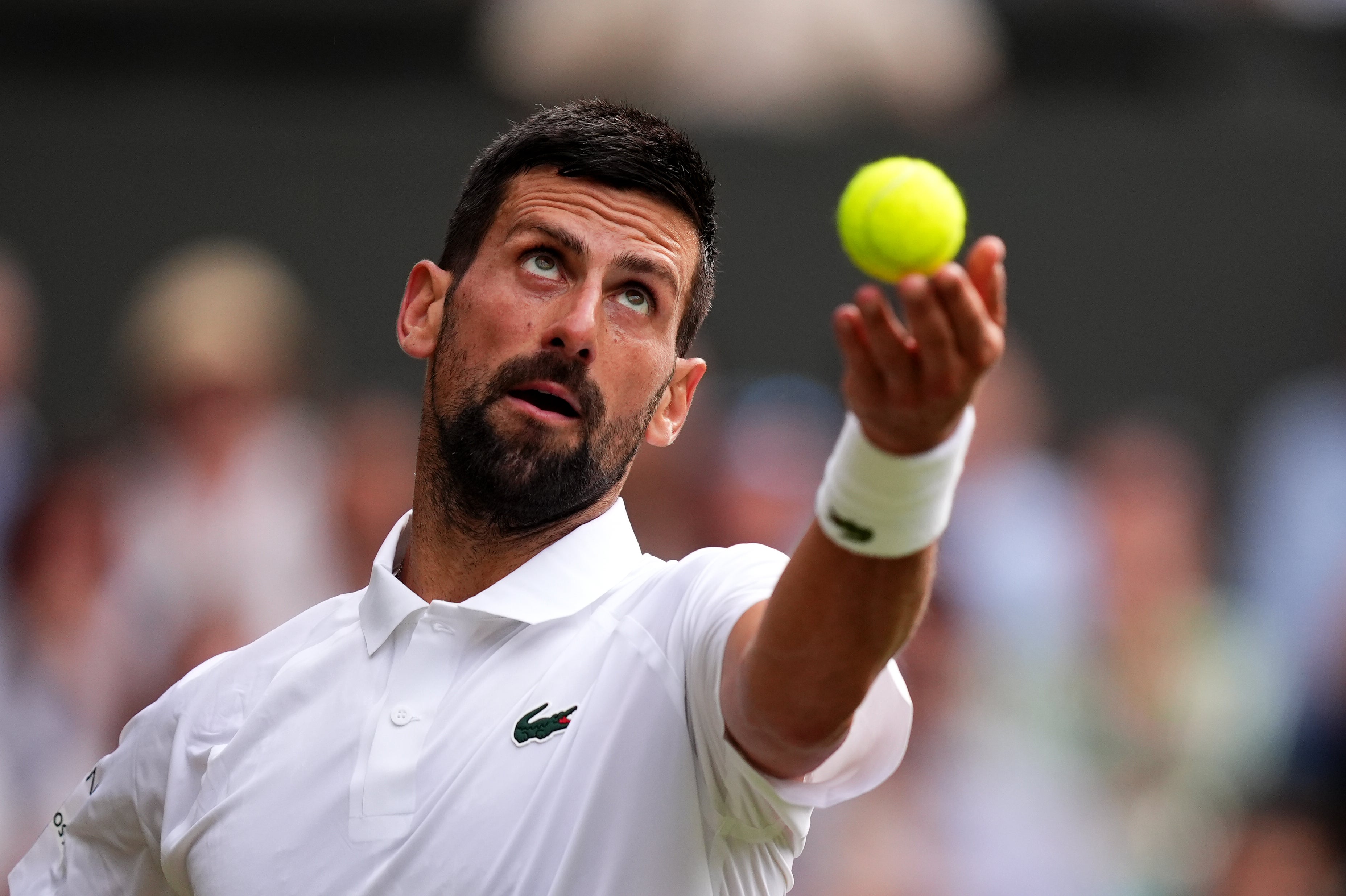 <p>Novak Djokovic during his Gentlemen's Singles match against Miomir Kecmanovic</p>