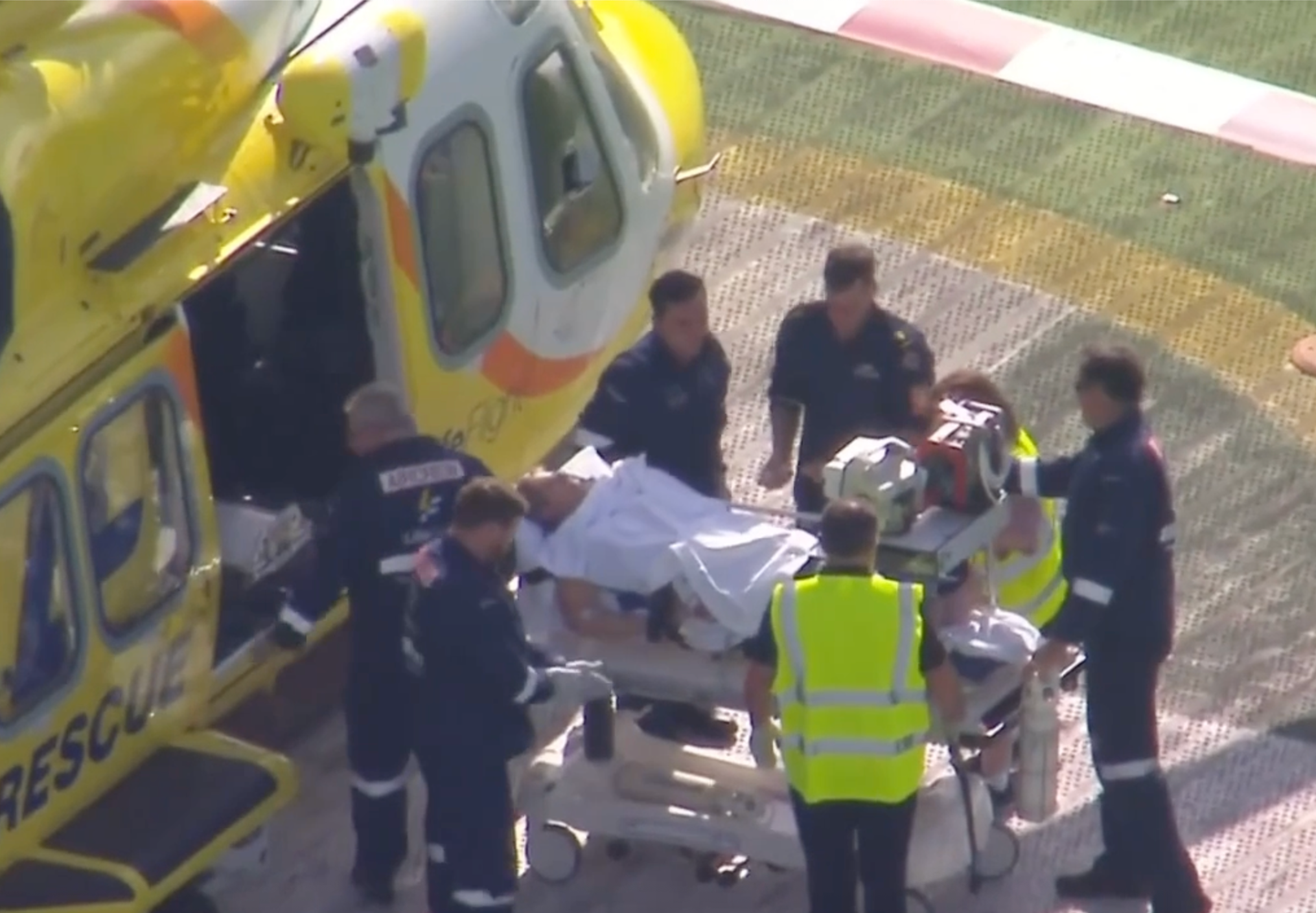 The woman was airlifted to hospital